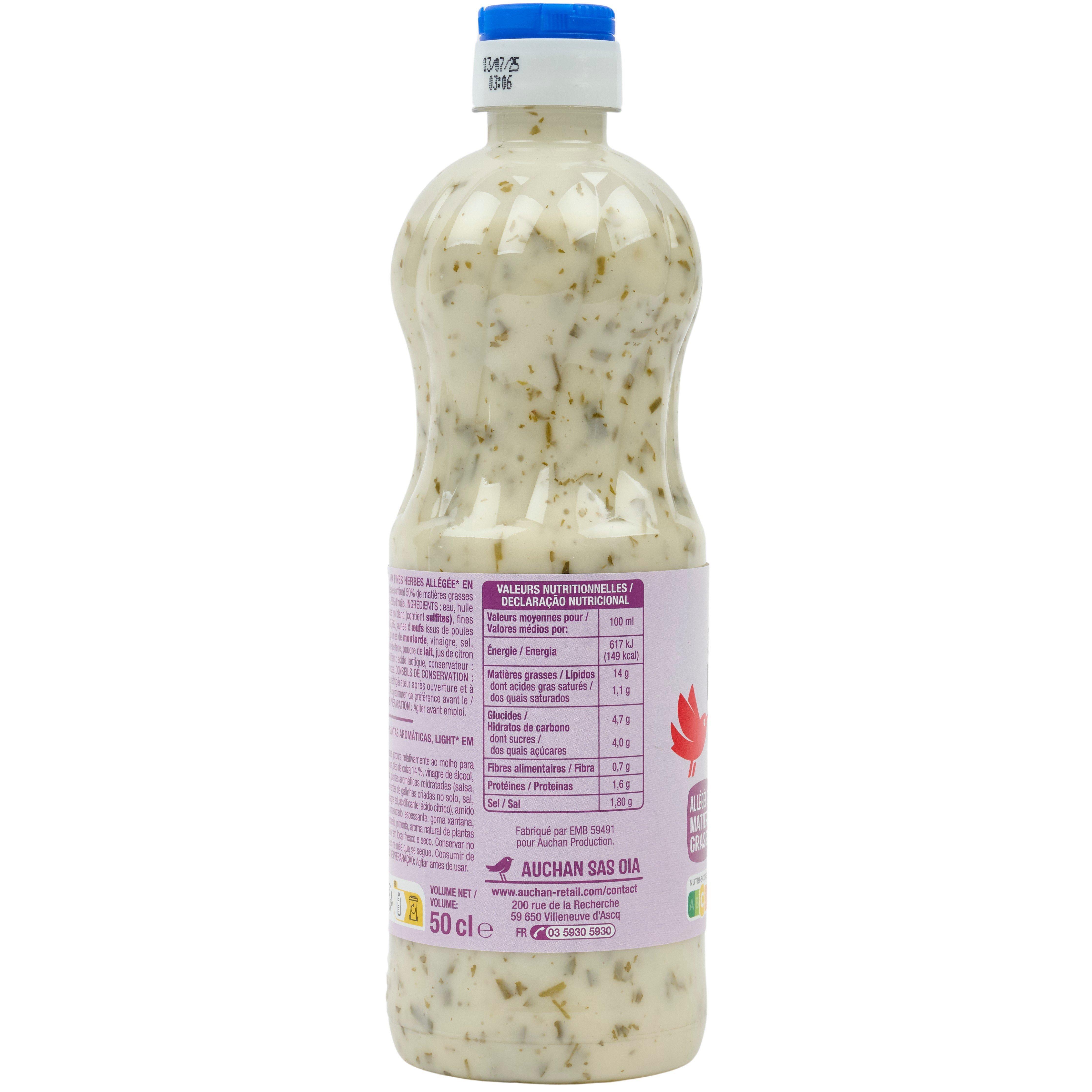 Voir la diapositive 4 : AUCHAN Sauce crudités saveur fine herbes allégée en matières grasses 50cl