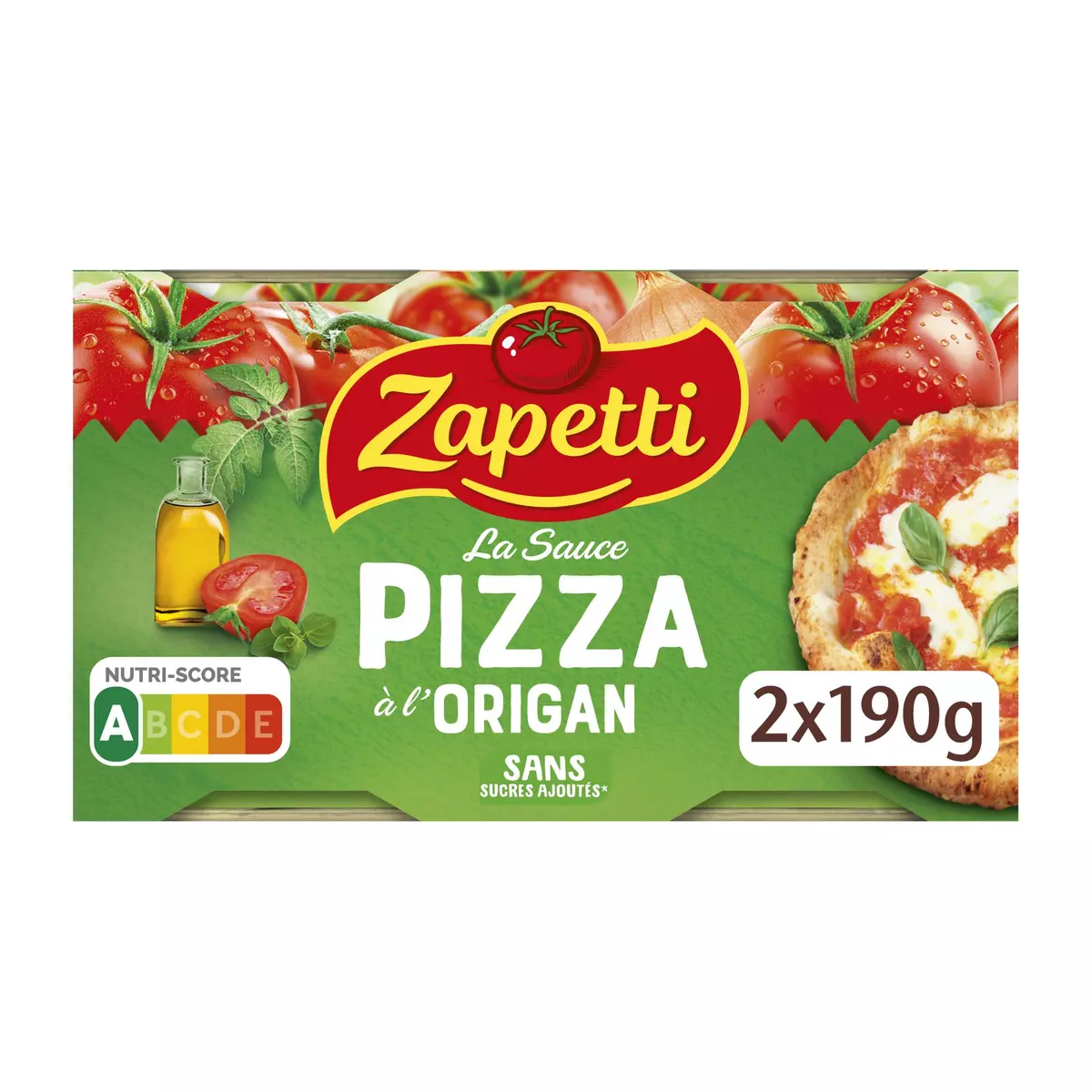 ZAPETTI Sauce pizza à l'origan et à l'huile d'olive 2x190g