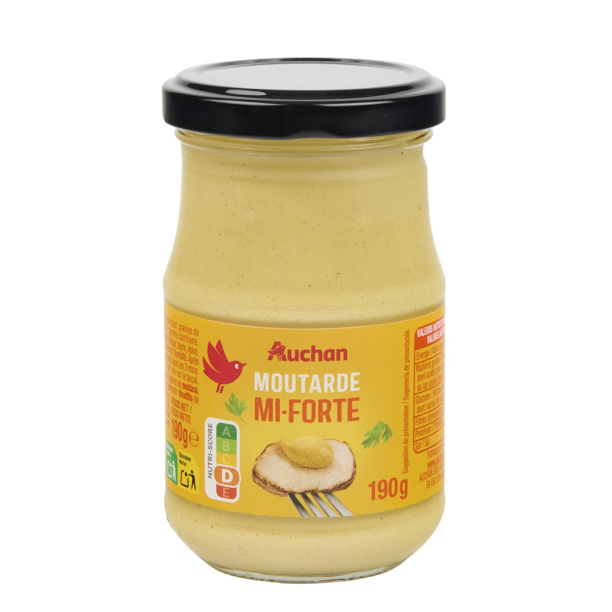 Voir la diapositive 2 : AUCHAN Moutarde mi-forte 190g