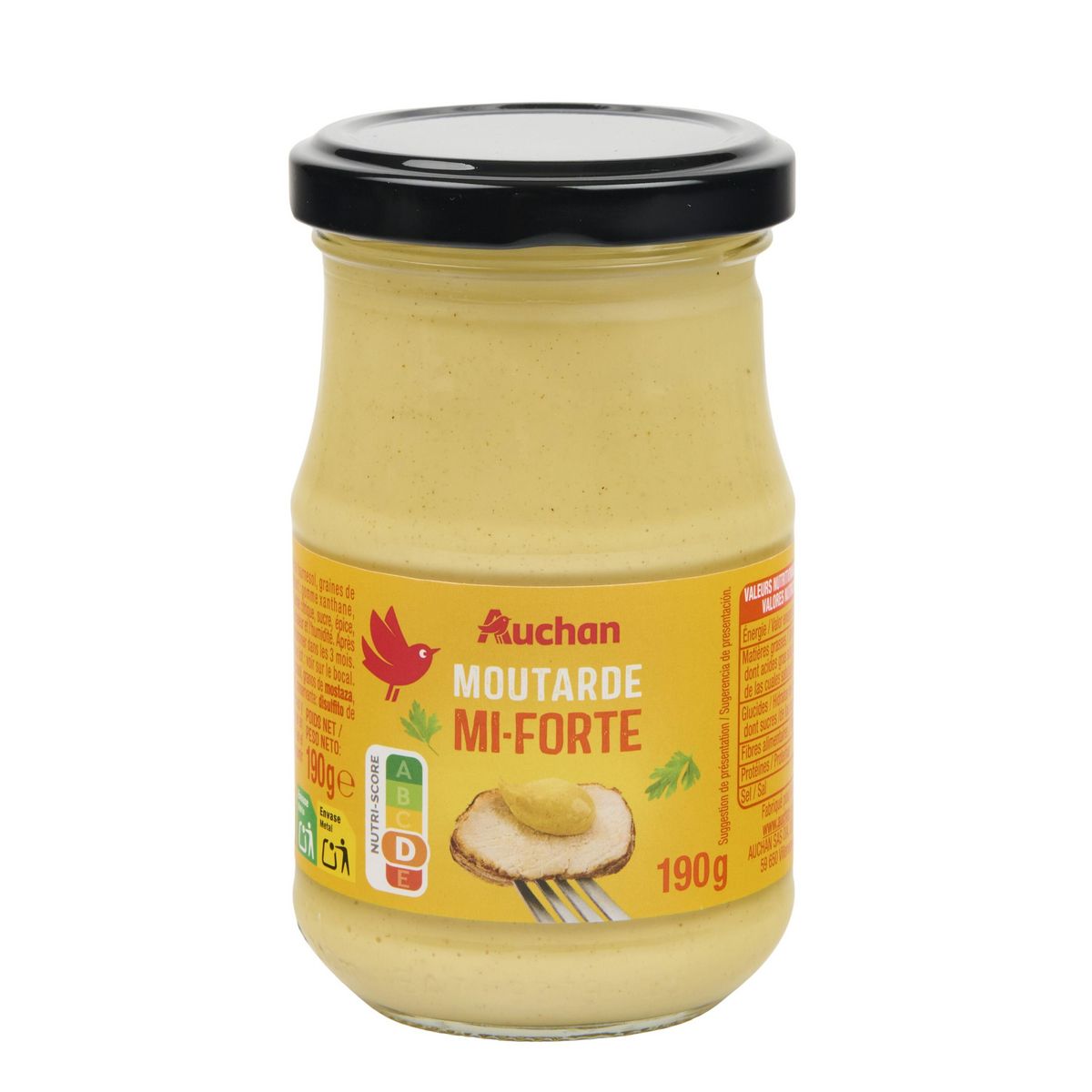 AUCHAN Moutarde mi-forte 190g