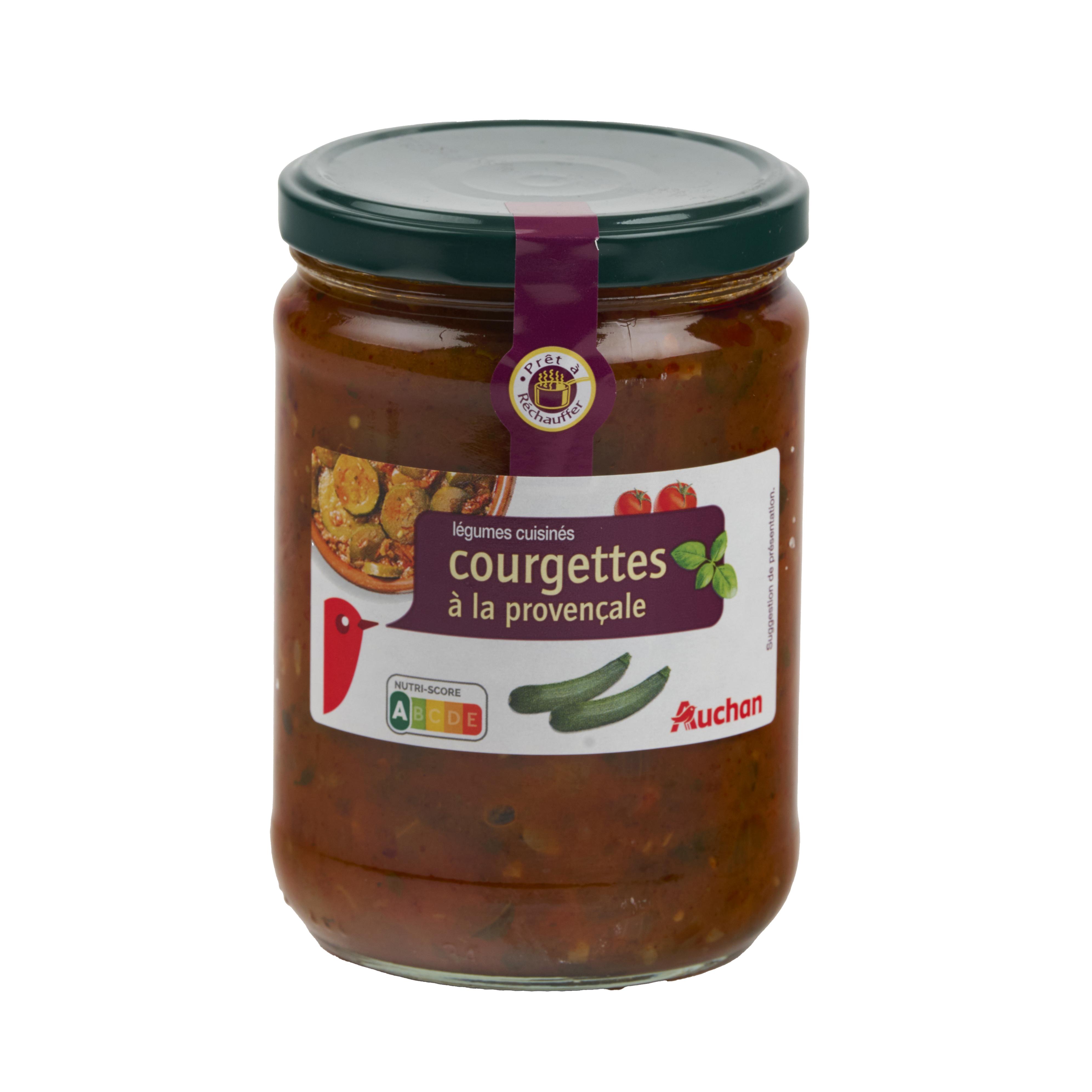 Voir la diapositive 4 : AUCHAN Courgettes cuisinées à la provençale en bocal 530g