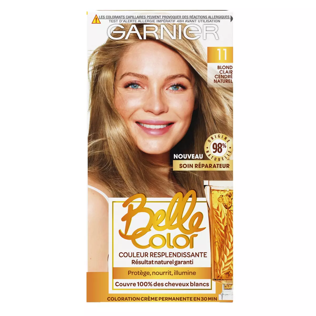 GARNIER Belle color coloration permanente 11 blond clair cendré 3 produits 1 kit