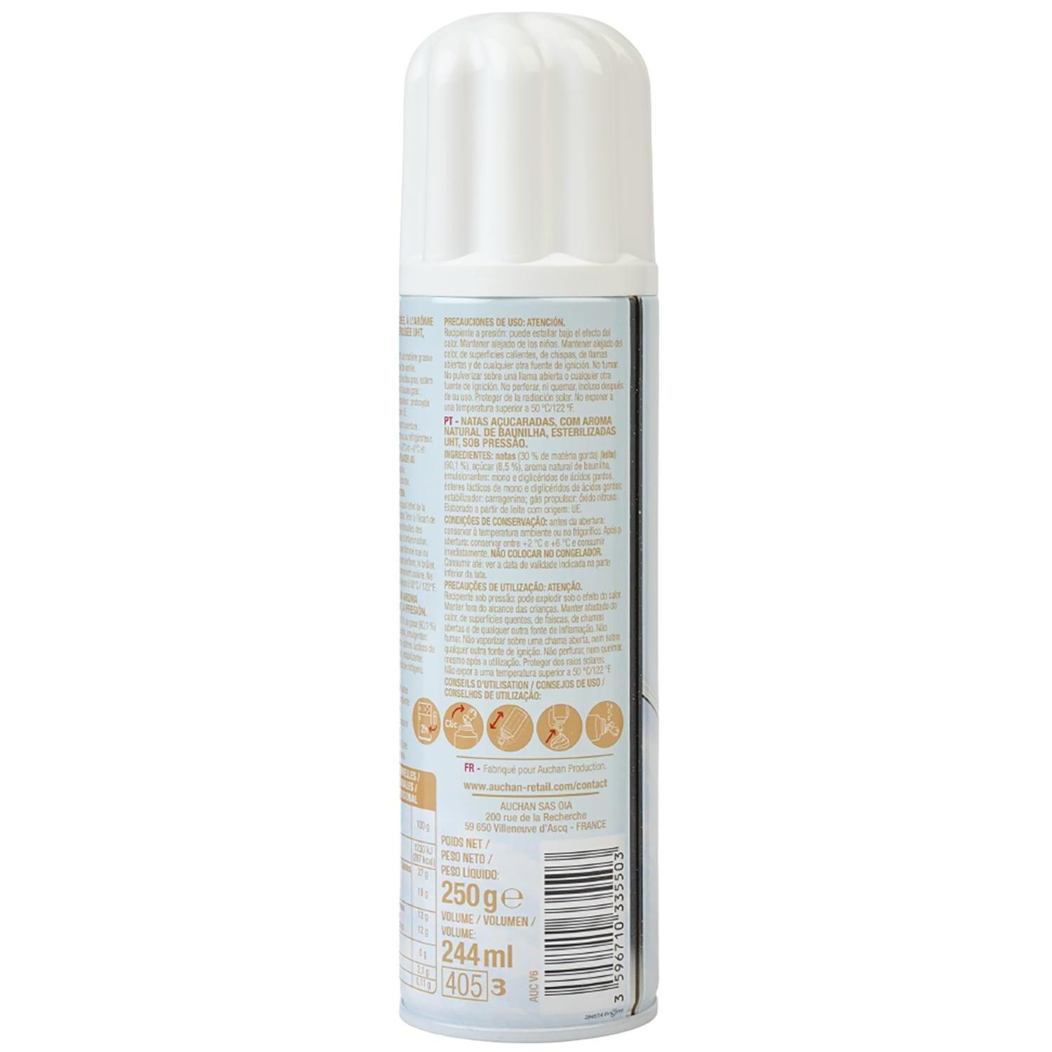 Voir la diapositive 3 : AUCHAN Crème fouettée entière sucrée à la vanille 30% MG UHT 250g