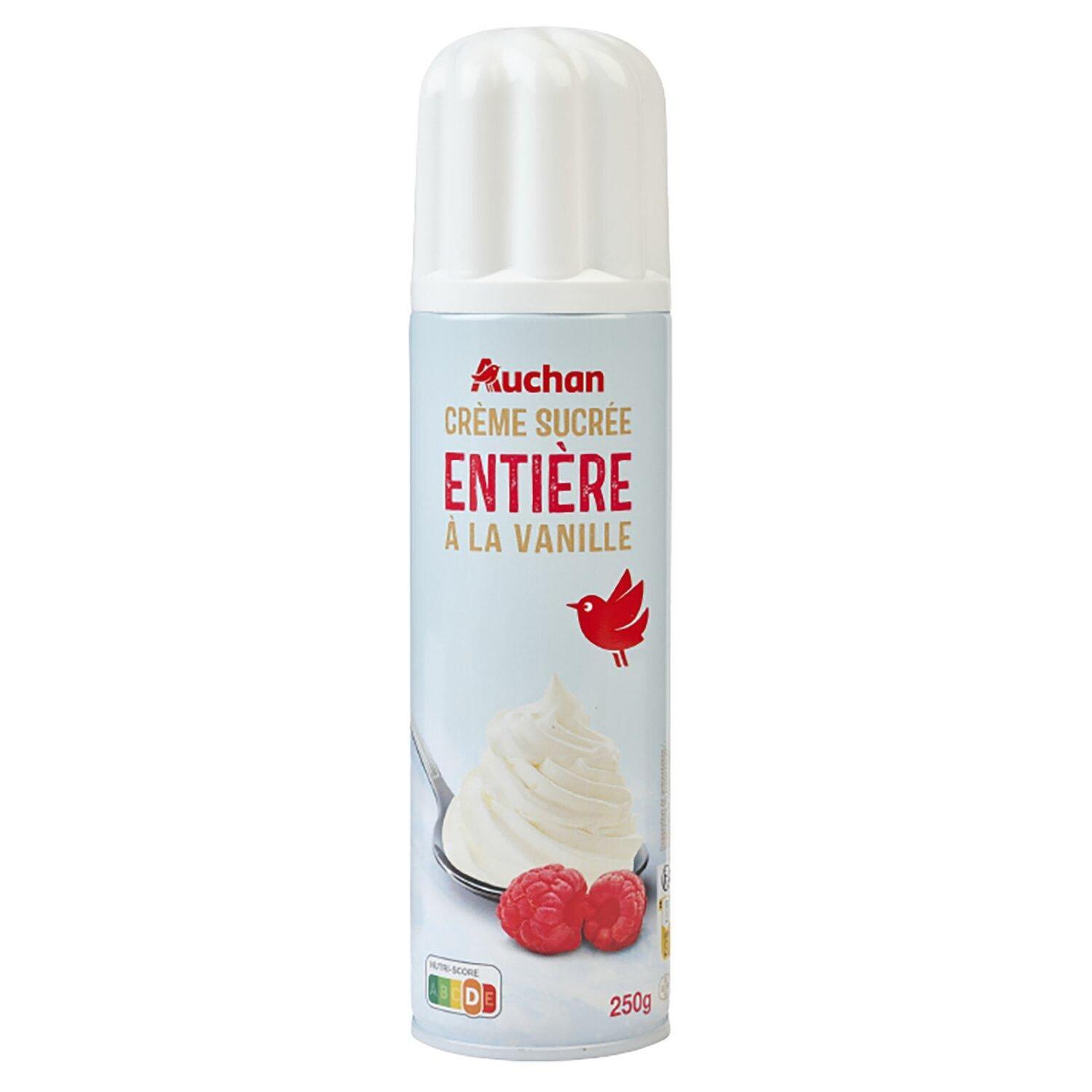 Voir la diapositive 4 : AUCHAN Crème fouettée entière sucrée à la vanille 30% MG UHT 250g