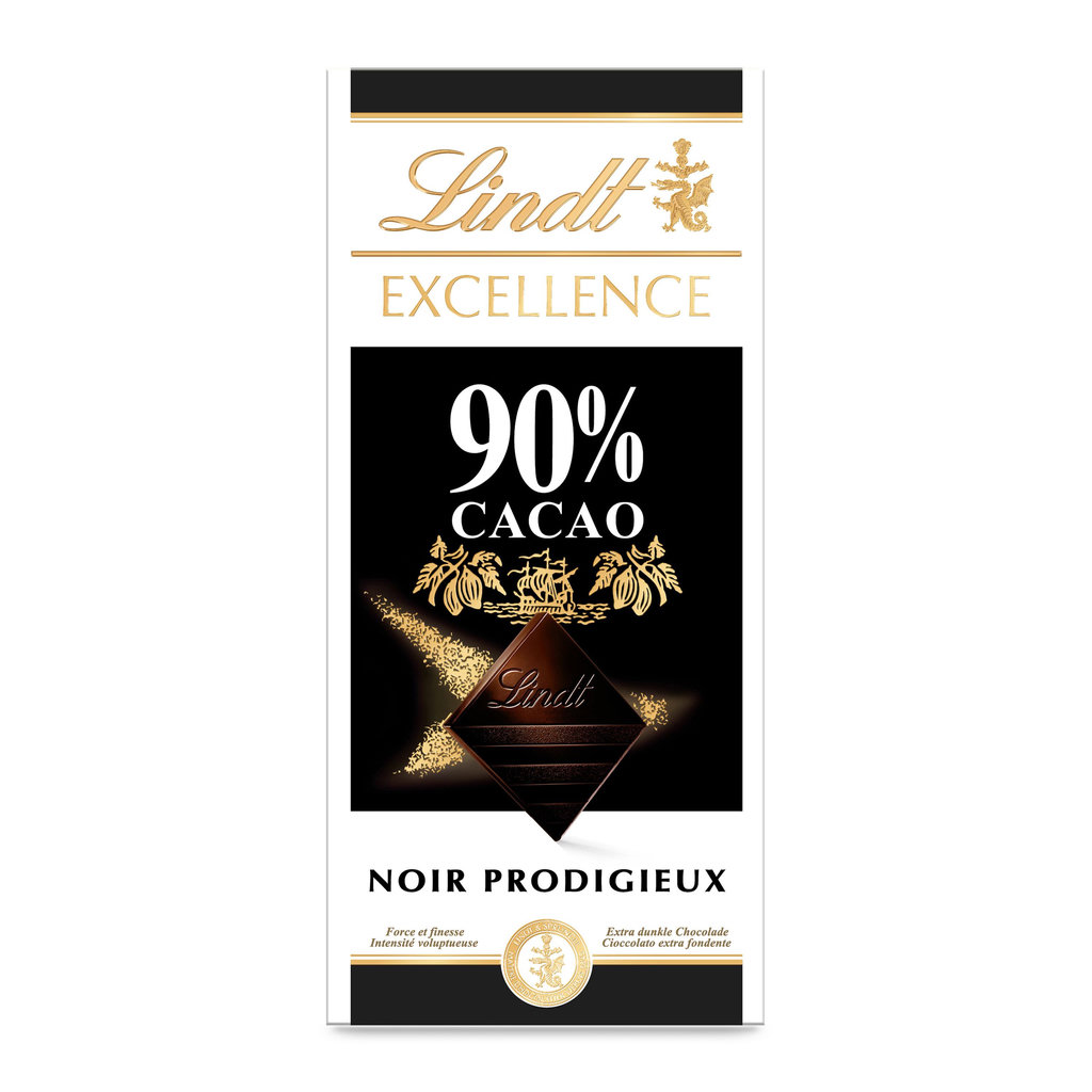 LINDT Excellence tablette de chocolat noir dégustation prodigieux 90% cacao 100g