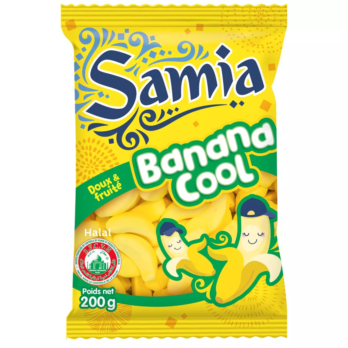 SAMIA Bonbons gélifiés halal Banana cool doux et fruité 200g