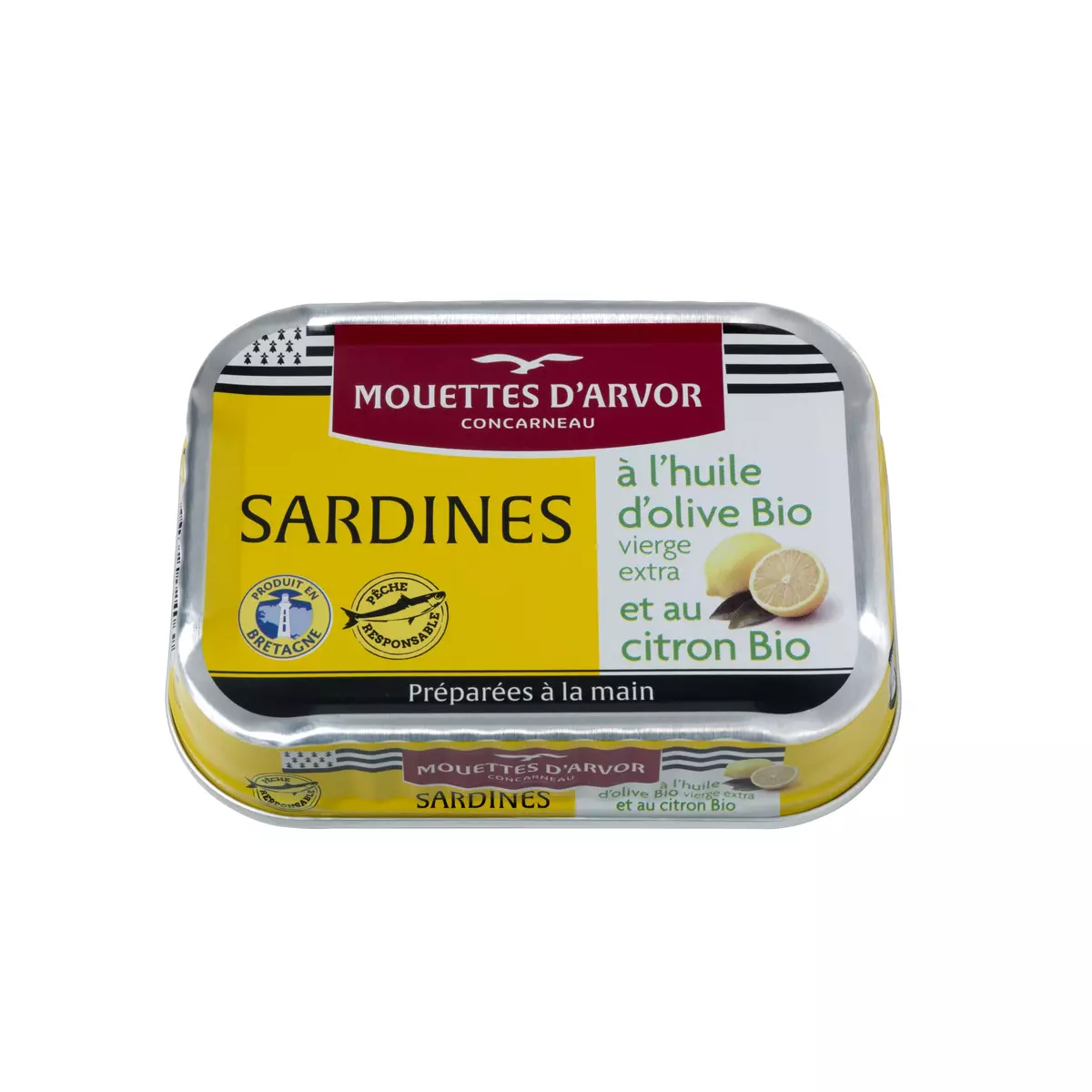 MOUETTES D'ARVOR Sardines à l'huile d'olive vierge extra et citron 115g
