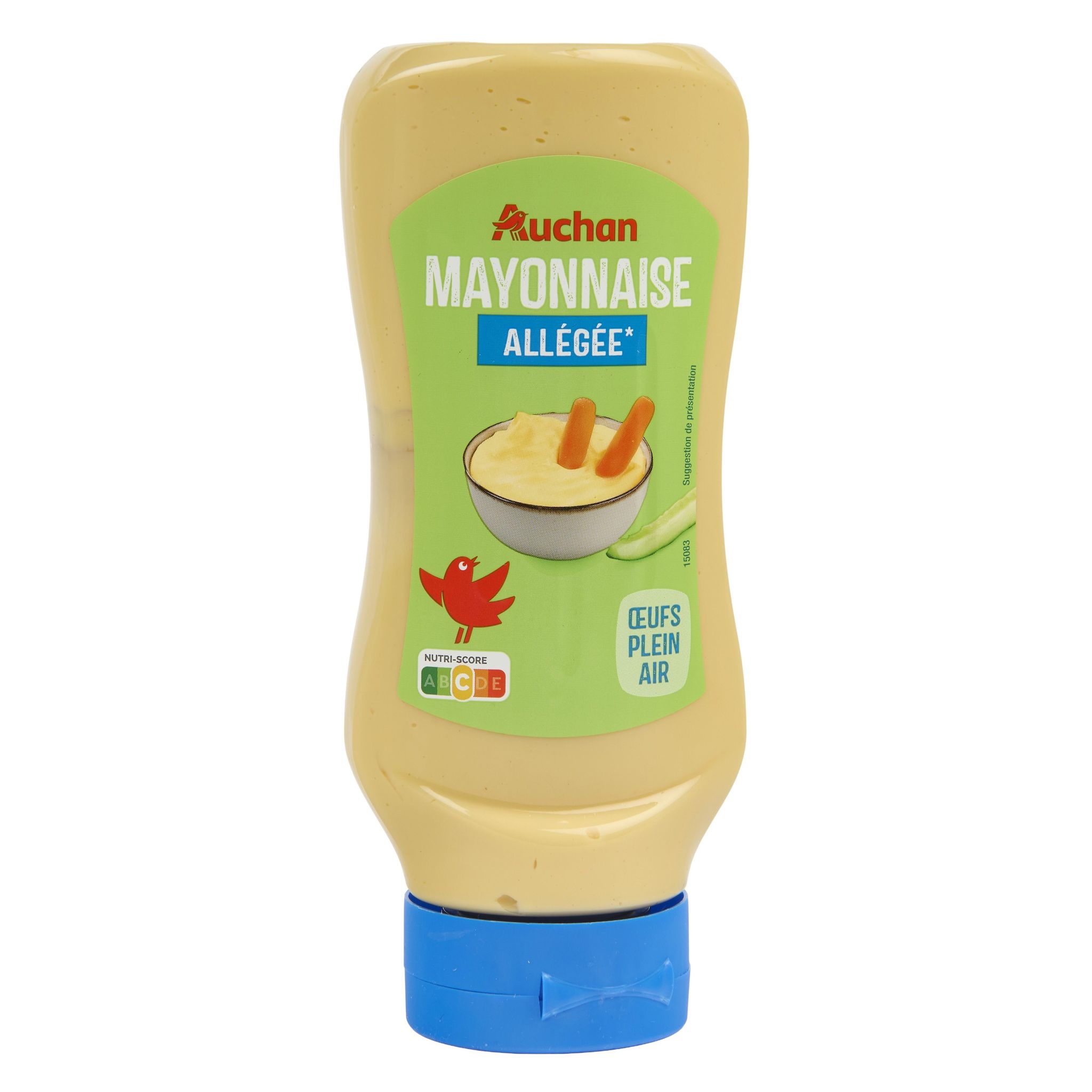 Voir la diapositive 2 : AUCHAN Mayonnaise allégée aux œufs frais flacon souple 450g