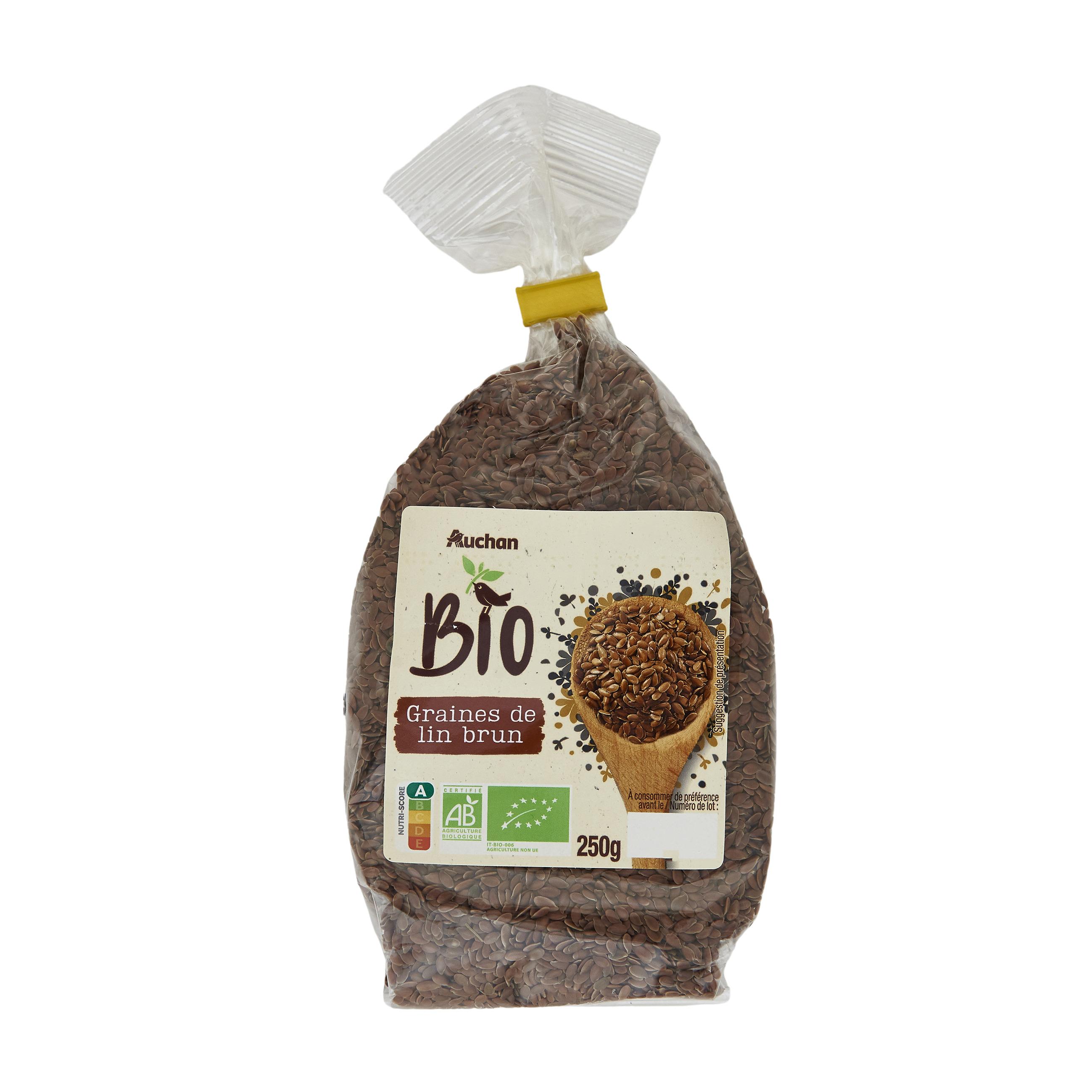 Voir la diapositive 2 : AUCHAN BIO Graines de lin brun 250g