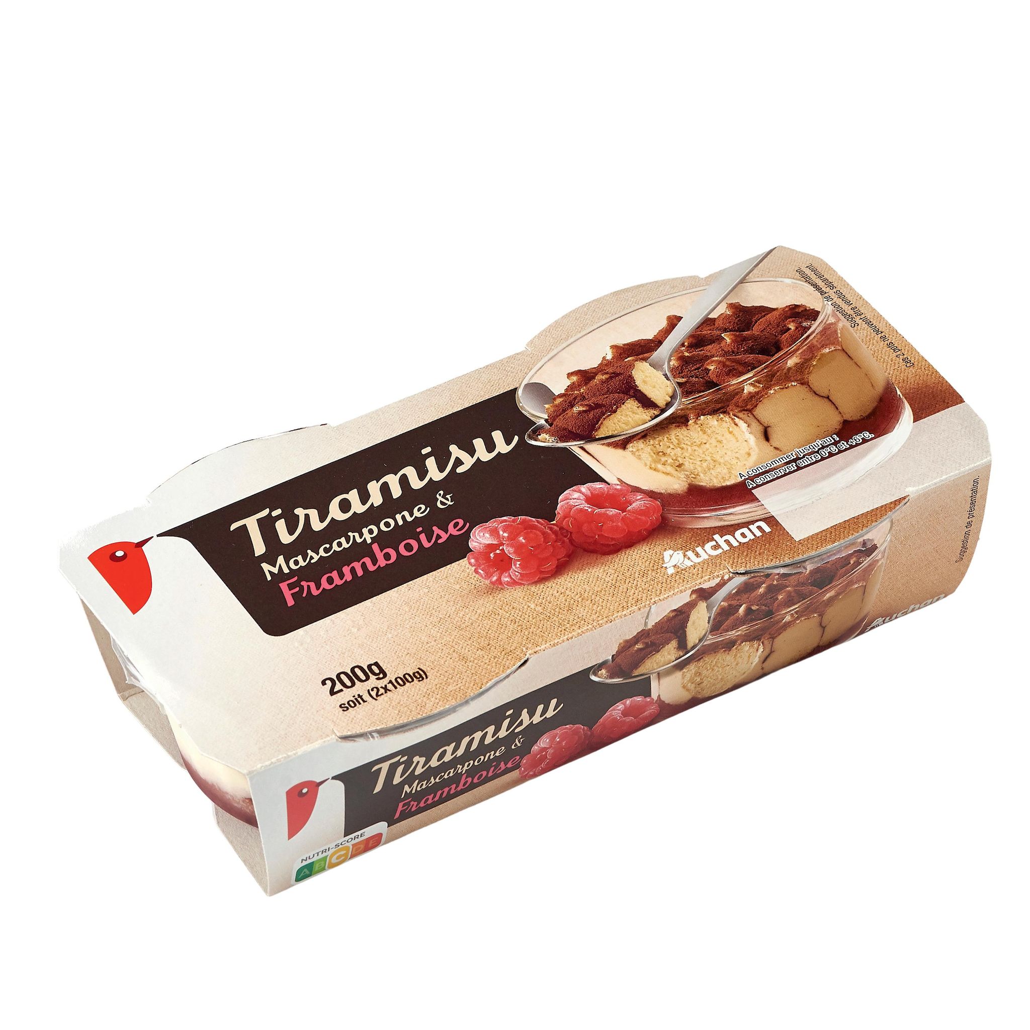 Voir la diapositive 2 : AUCHAN Tiramisu à la framboise 2x100g
