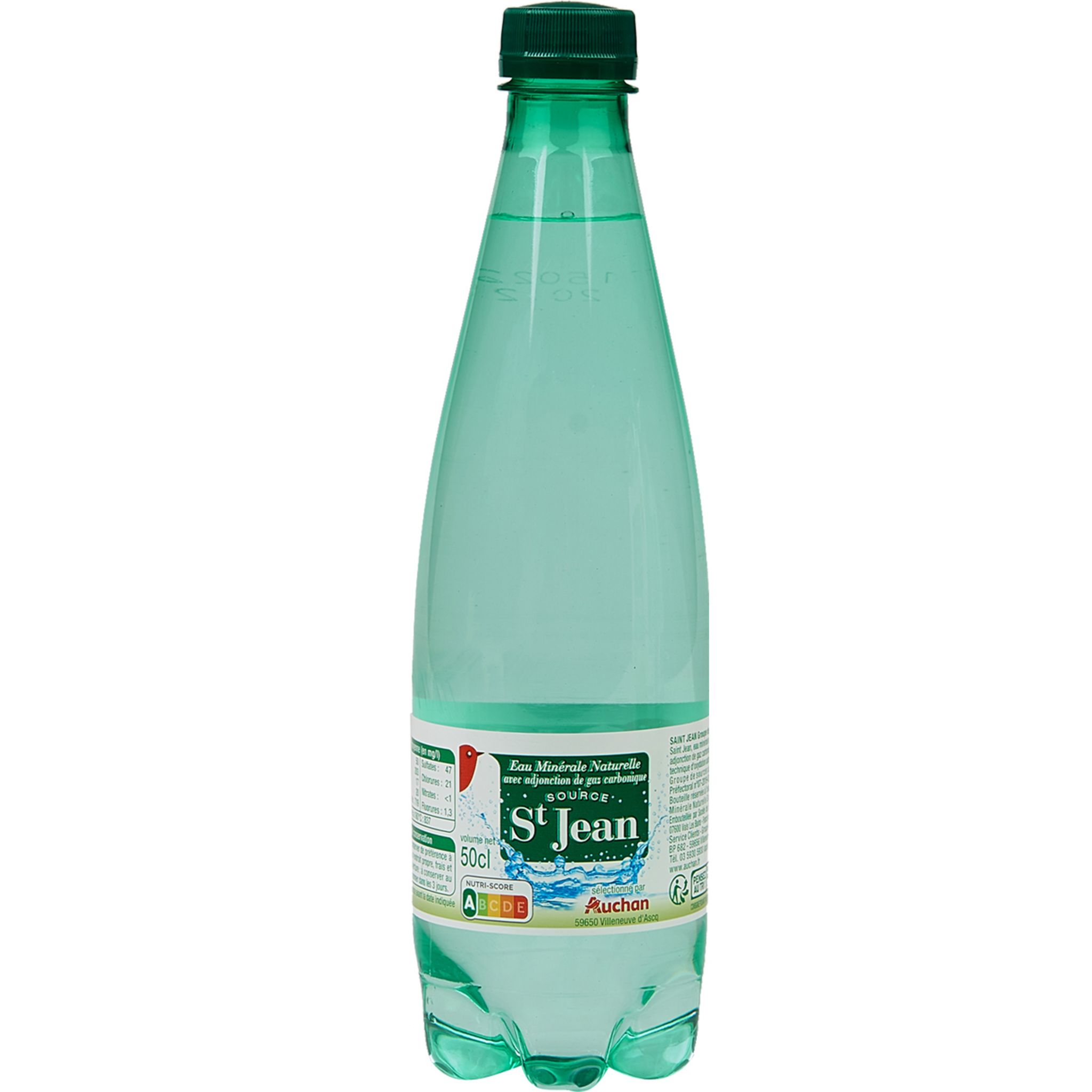 AUCHAN Eau minérale gazeuse bouteille 50cl