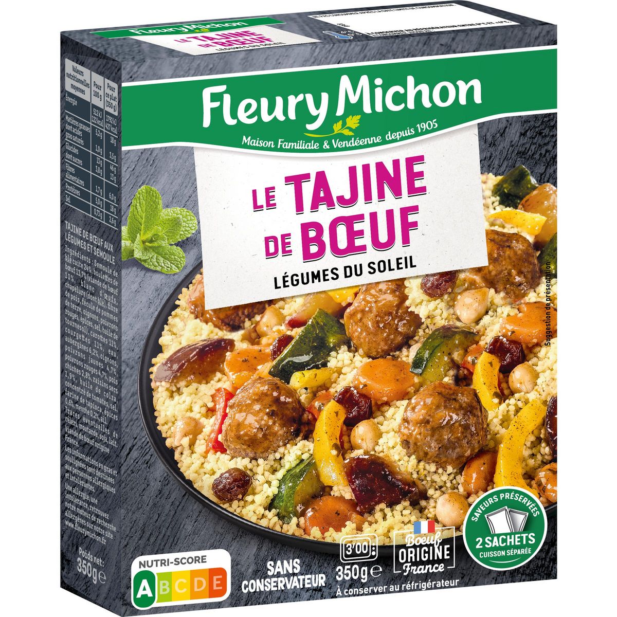 FLEURY MICHON Tajine de bœuf aux légumes du soleil 1 part 350g