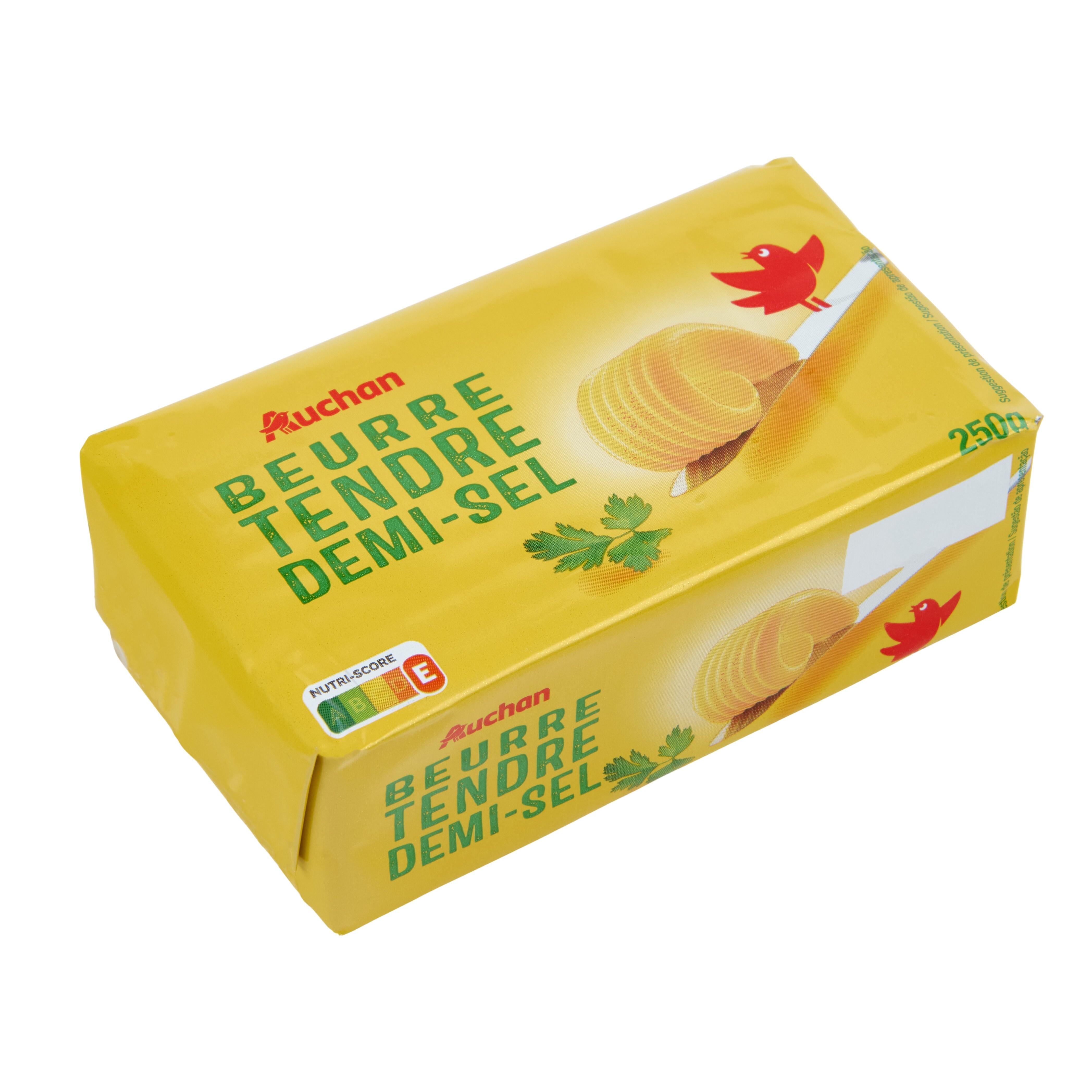 Voir la diapositive 2 : AUCHAN Beurre tendre demi-sel 80%MG 250g