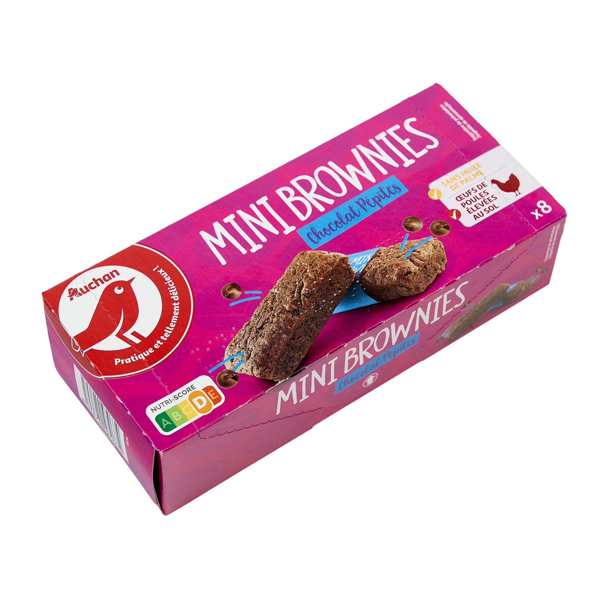 Voir la diapositive 2 : AUCHAN Mini brownies aux pépites de chocolat sachets individuels 8 gâteaux 240g
