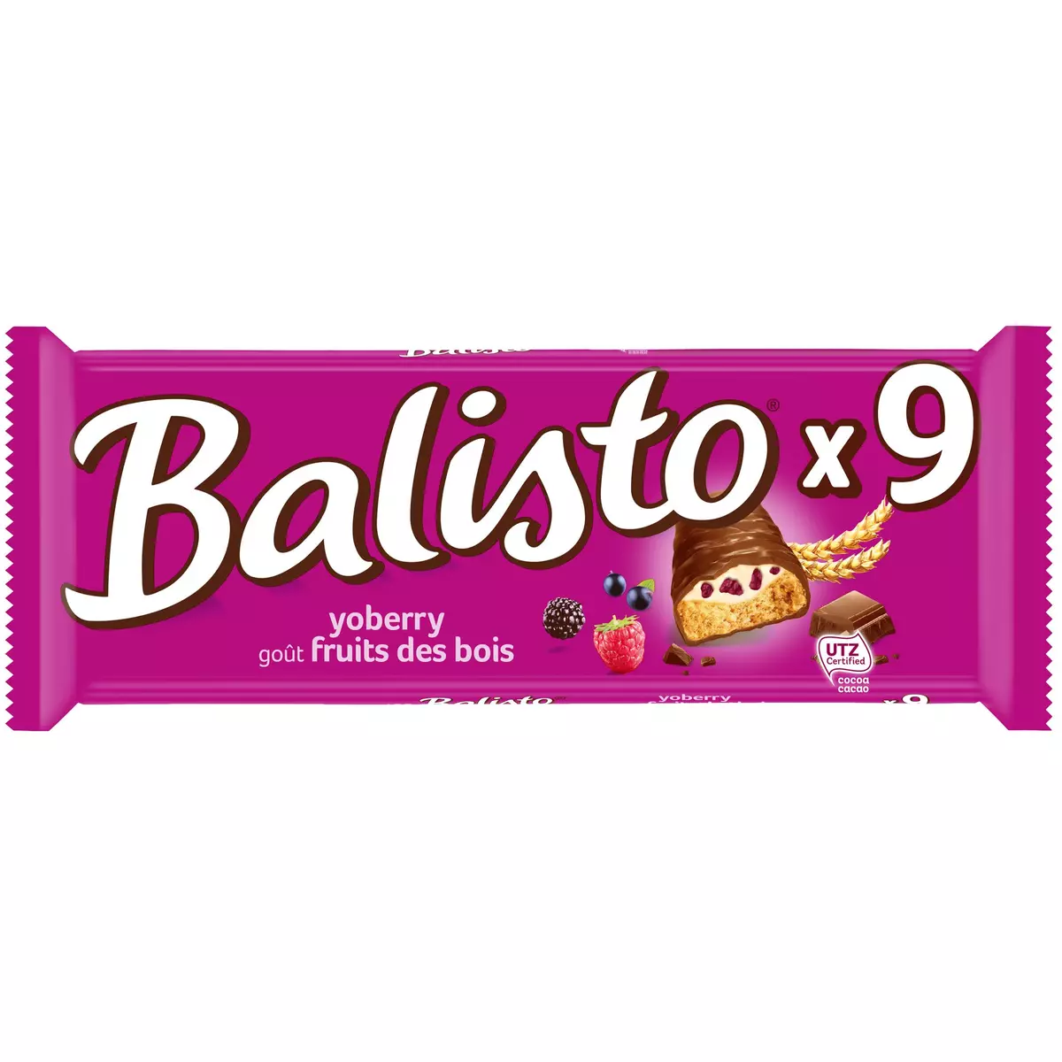 BALISTO Barres chocolatées goût fruits des bois 9 barres 166,5g