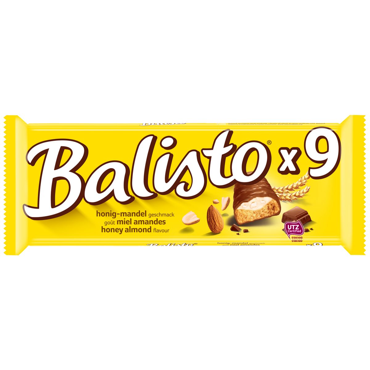 BALISTO Barres chocolatées au lait miel et amandes 9 barres 230g
