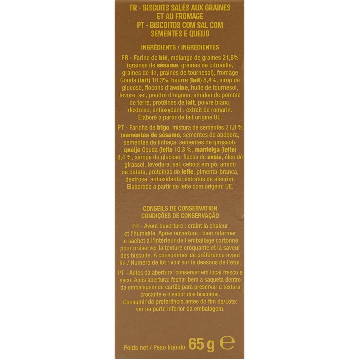 AUCHAN Crackers aux graines et fromage 65g