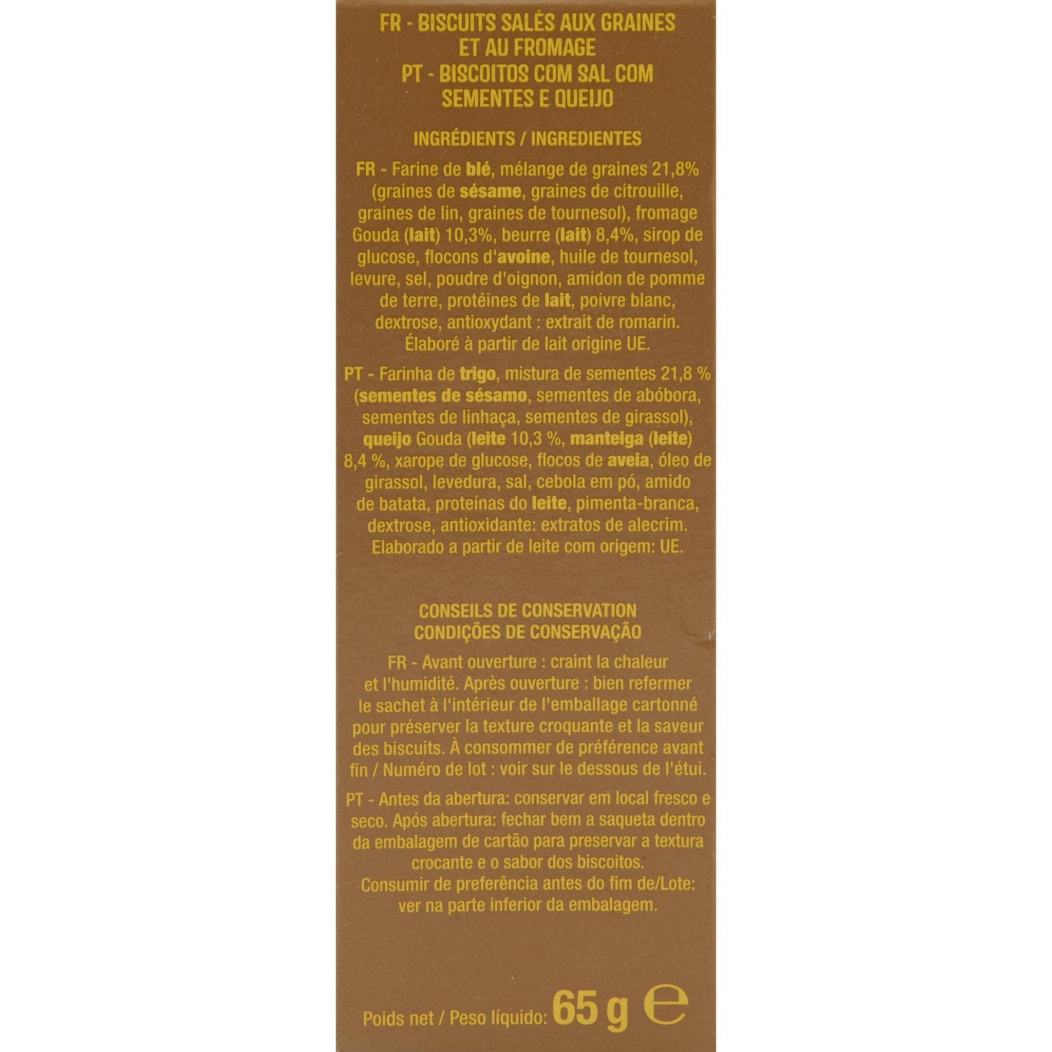 Voir la diapositive 4 : AUCHAN Crackers aux graines et fromage 65g