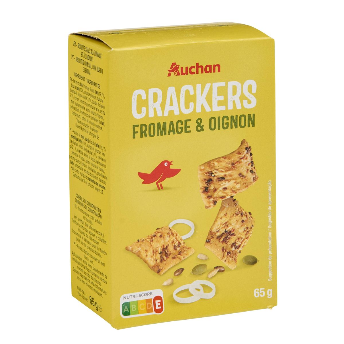 AUCHAN Crackers fromage et oignon 65g