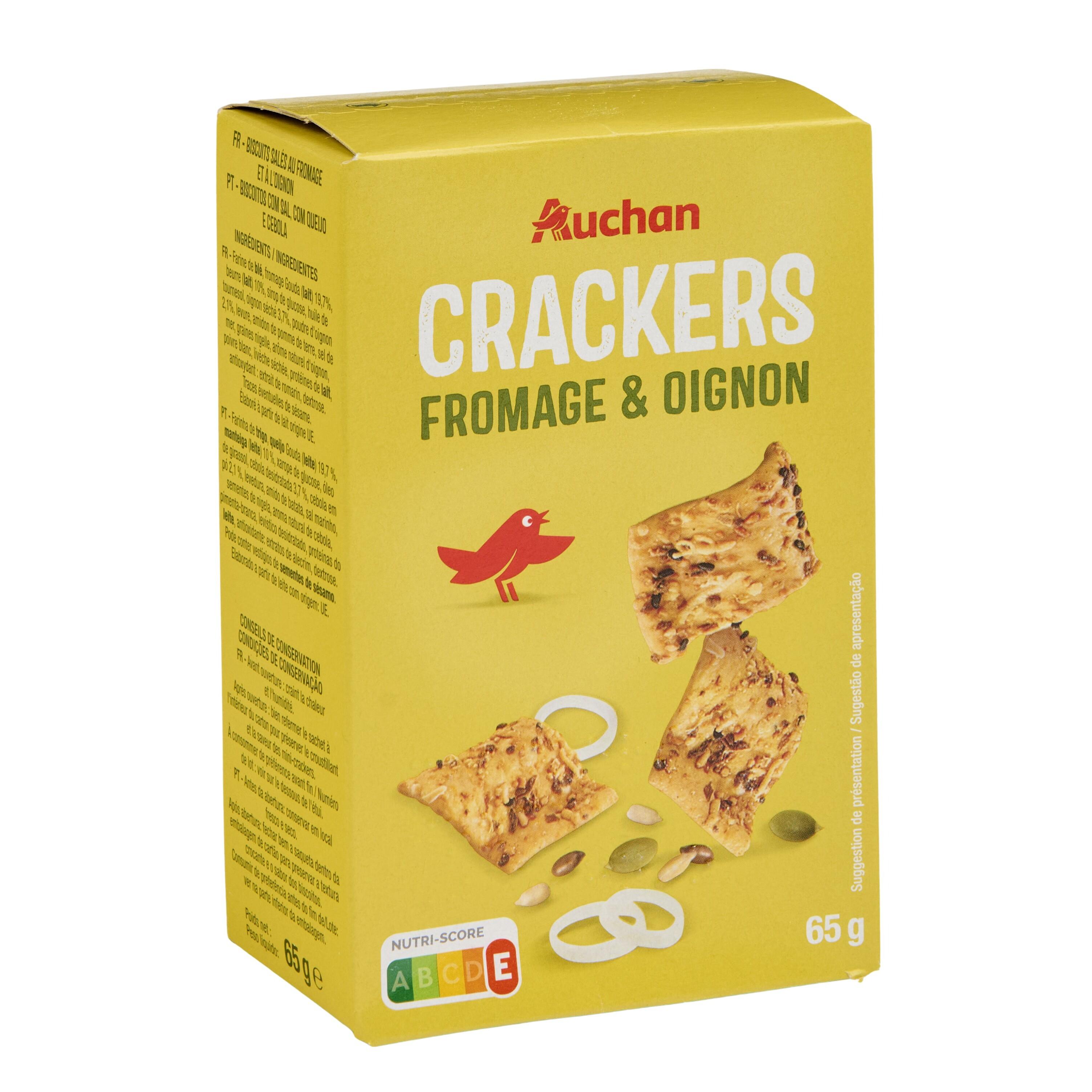 Voir la diapositive 3 : AUCHAN Crackers fromage et oignon 65g