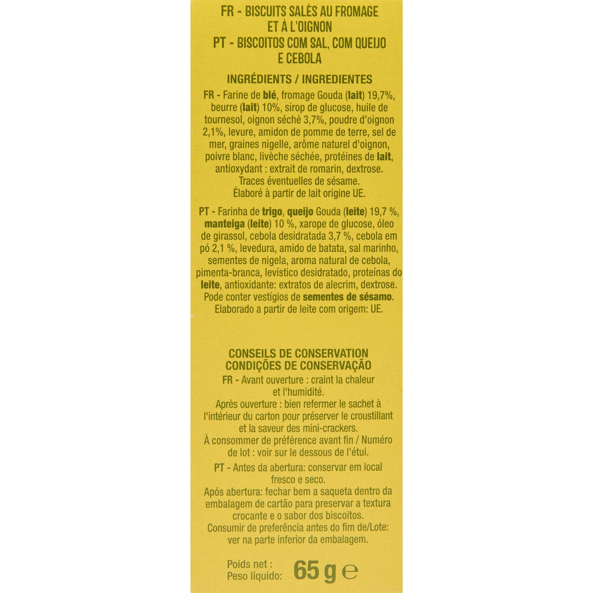 Voir la diapositive 4 : AUCHAN Crackers fromage et oignon 65g