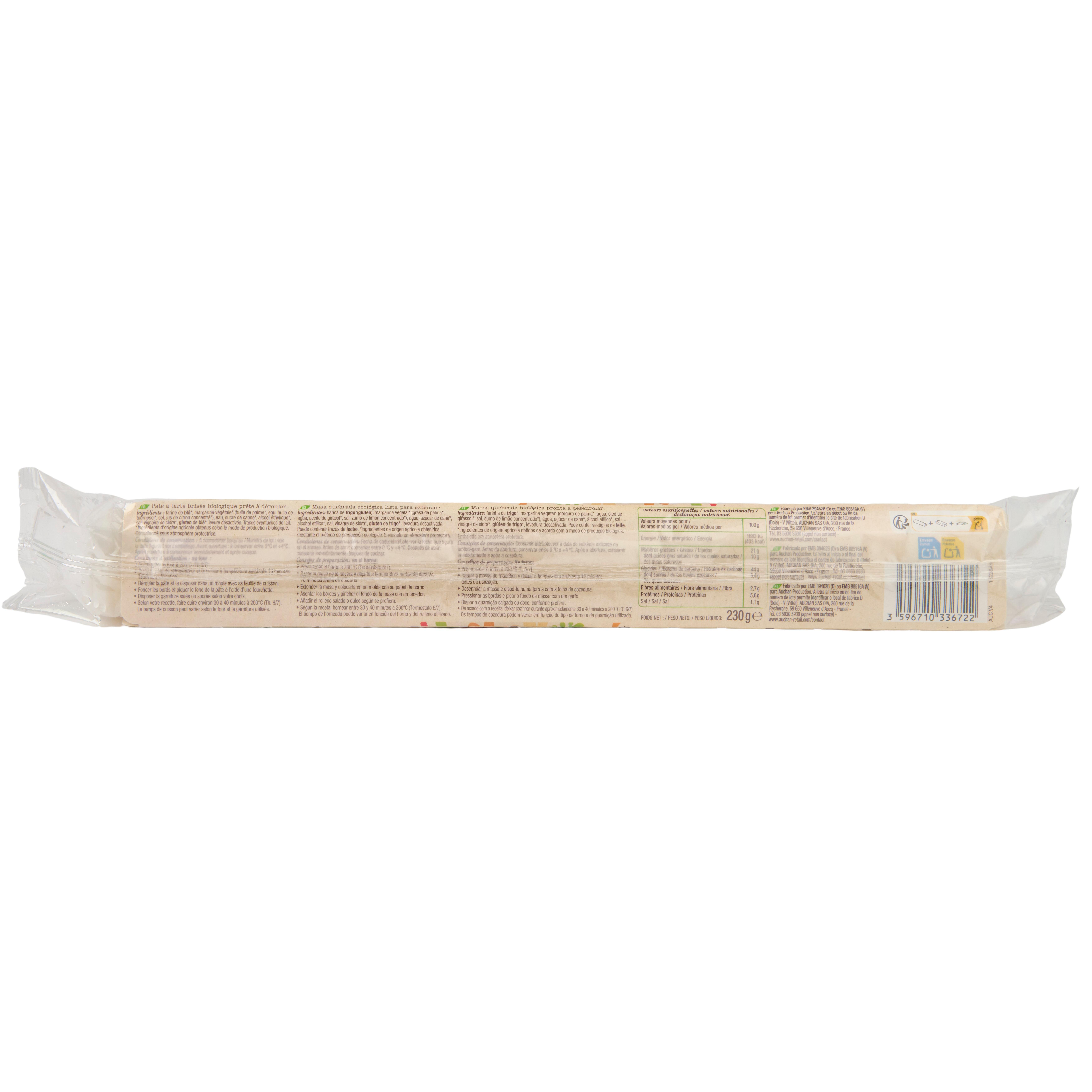 Voir la diapositive 3 : AUCHAN BIO Pâte brisée 230g