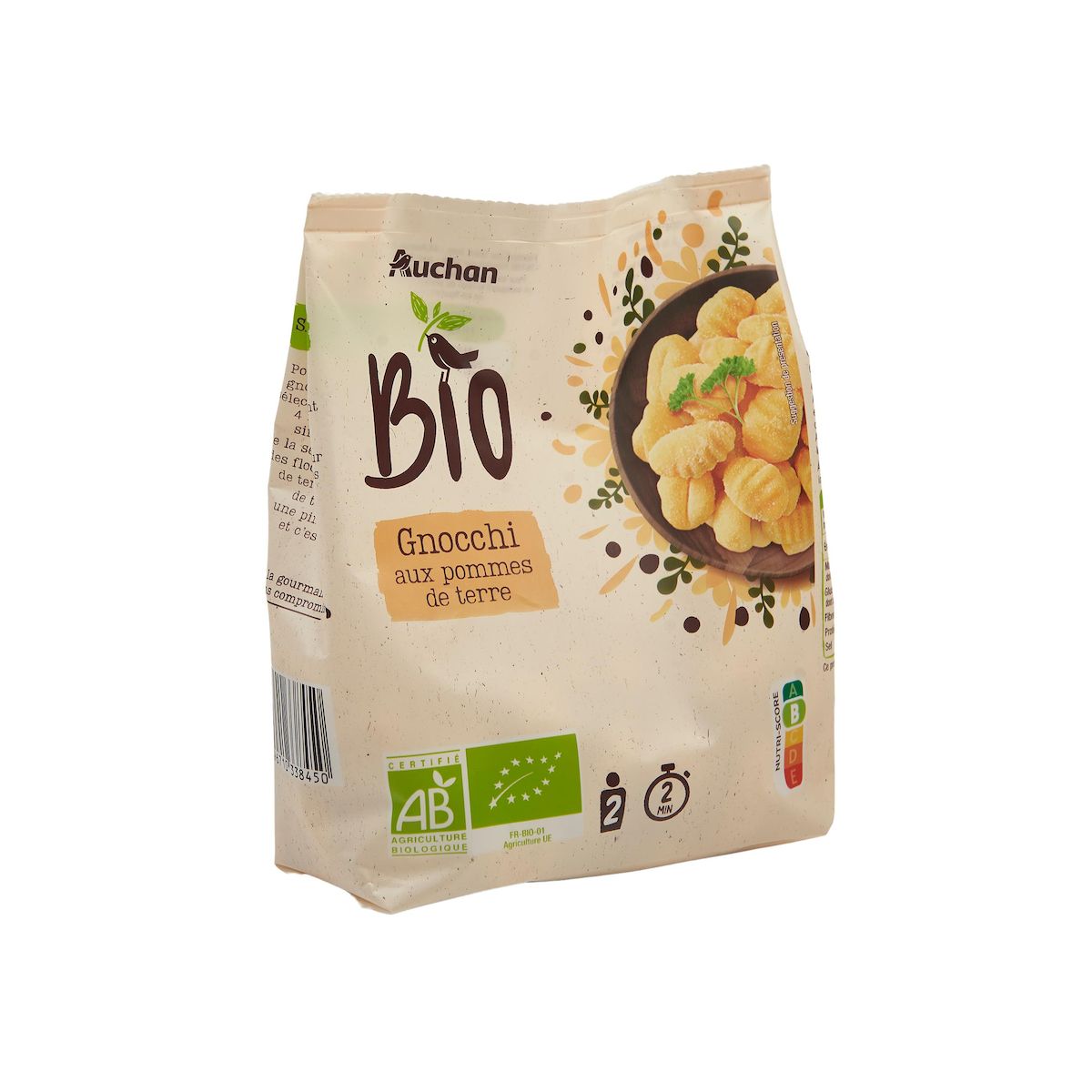 AUCHAN BIO Gnocchi aux flocons de pomme de terre 2 parts 300g