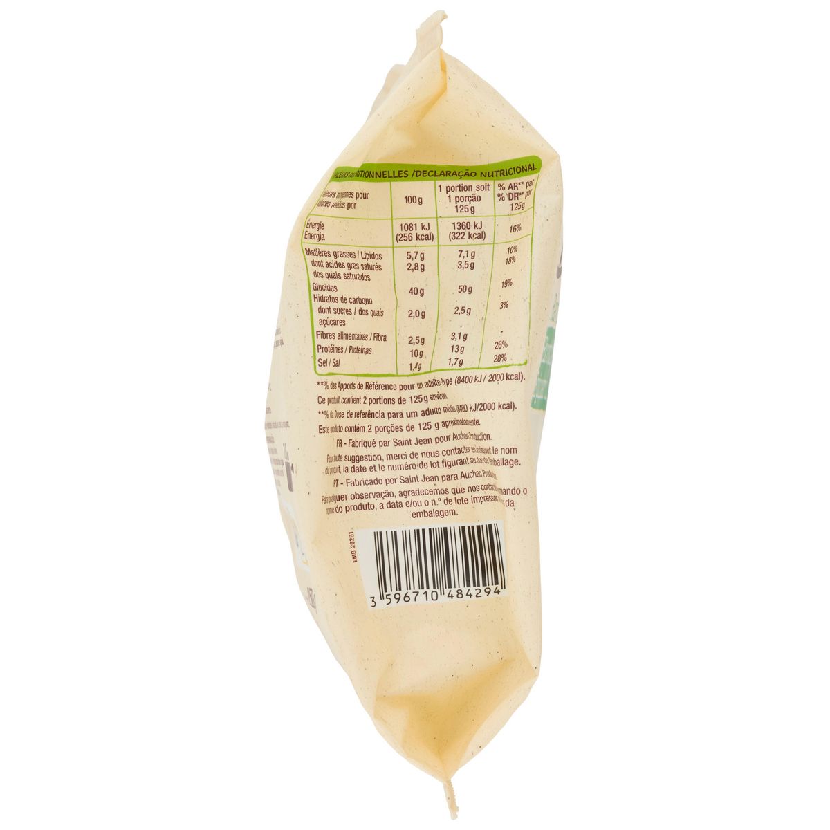 AUCHAN BIO Ravioli ricotta et épinards 2 parts 250g