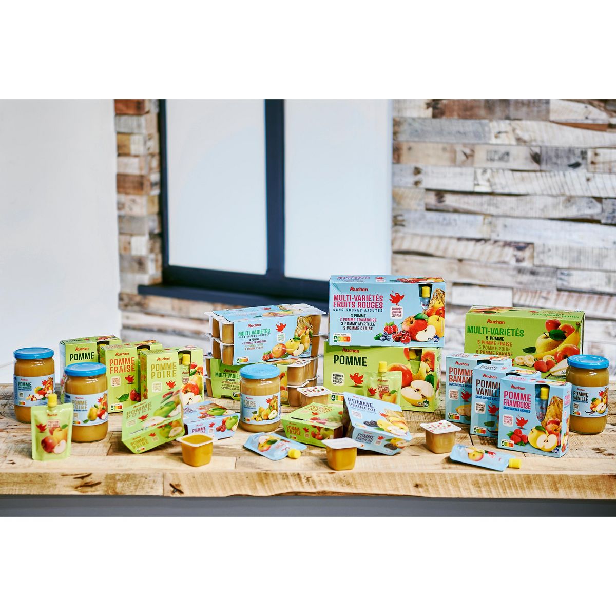 AUCHAN Coupelles purée de pomme pruneau sans sucres ajoutés 4x100g