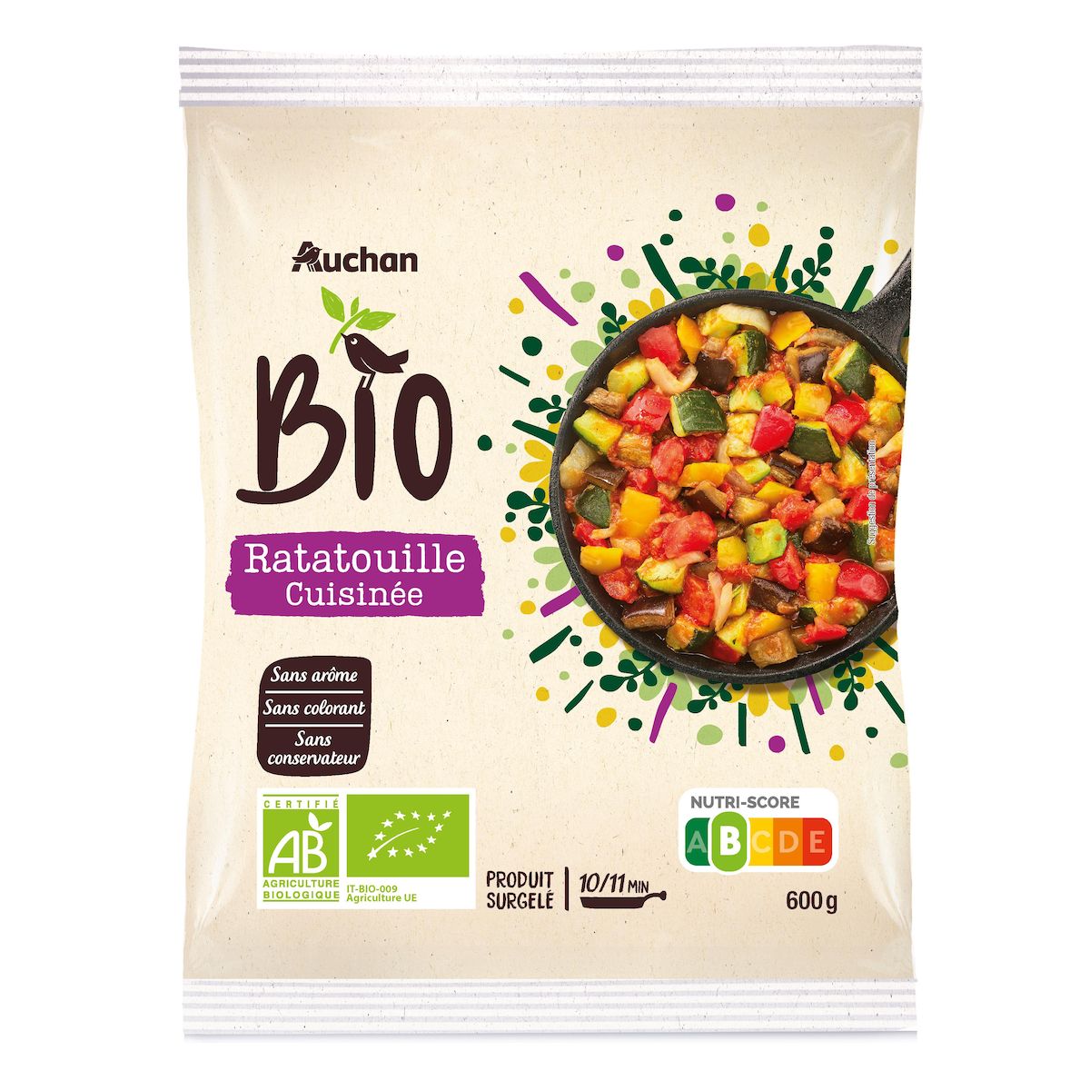AUCHAN BIO Ratatouille cuisinée 3 portions 600g