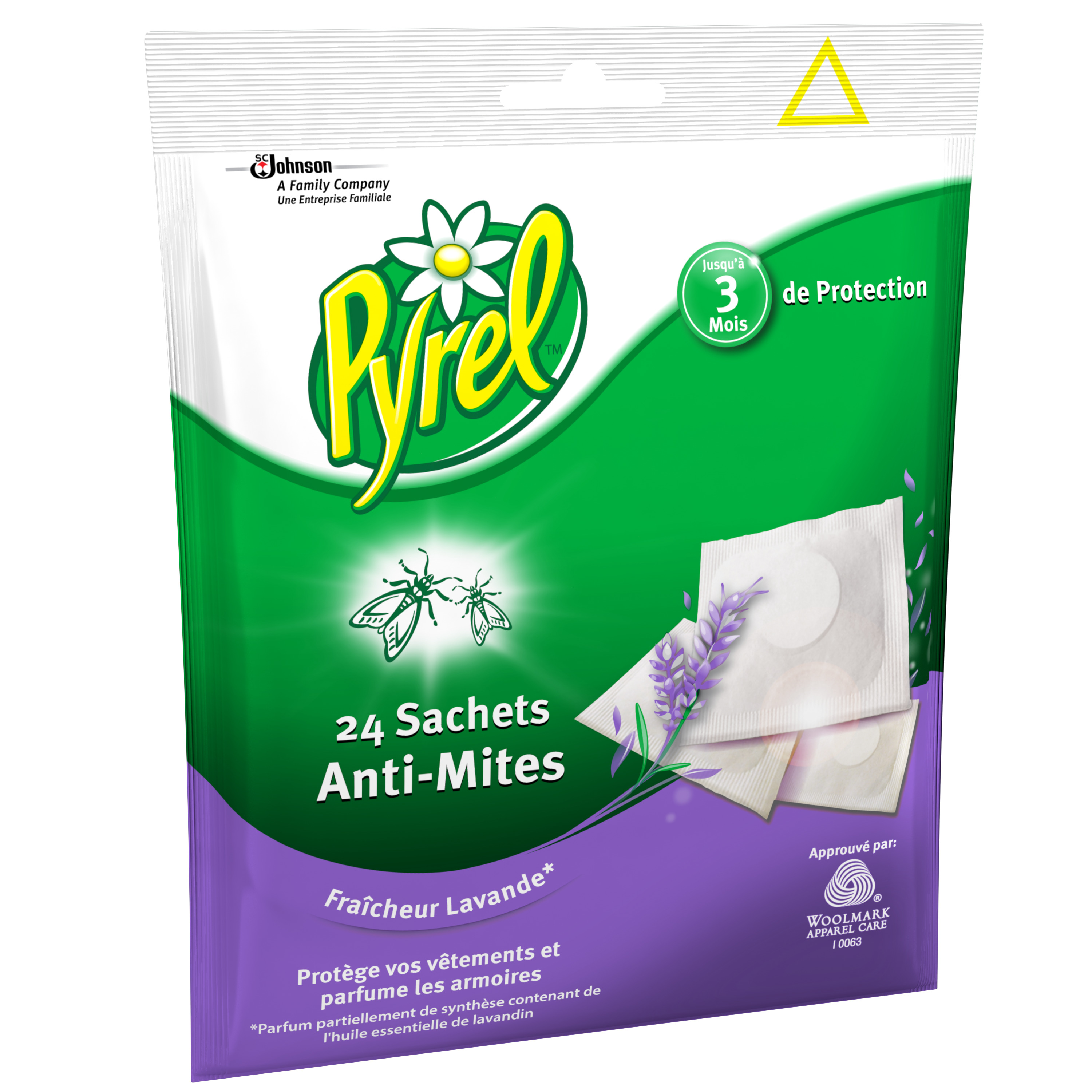 Voir la diapositive 2 : PYREL Sachets parfumés fraîcheur lavande pour garde-robe sans insecticide 24 sachets