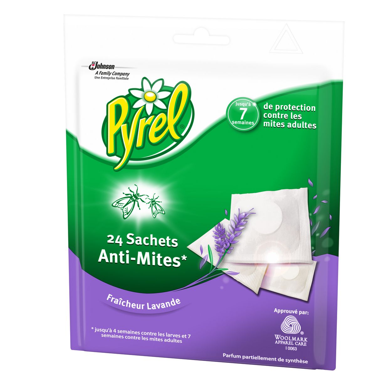 PYREL Sachets parfumés fraîcheur lavande pour garde-robe sans insecticide 24 sachets