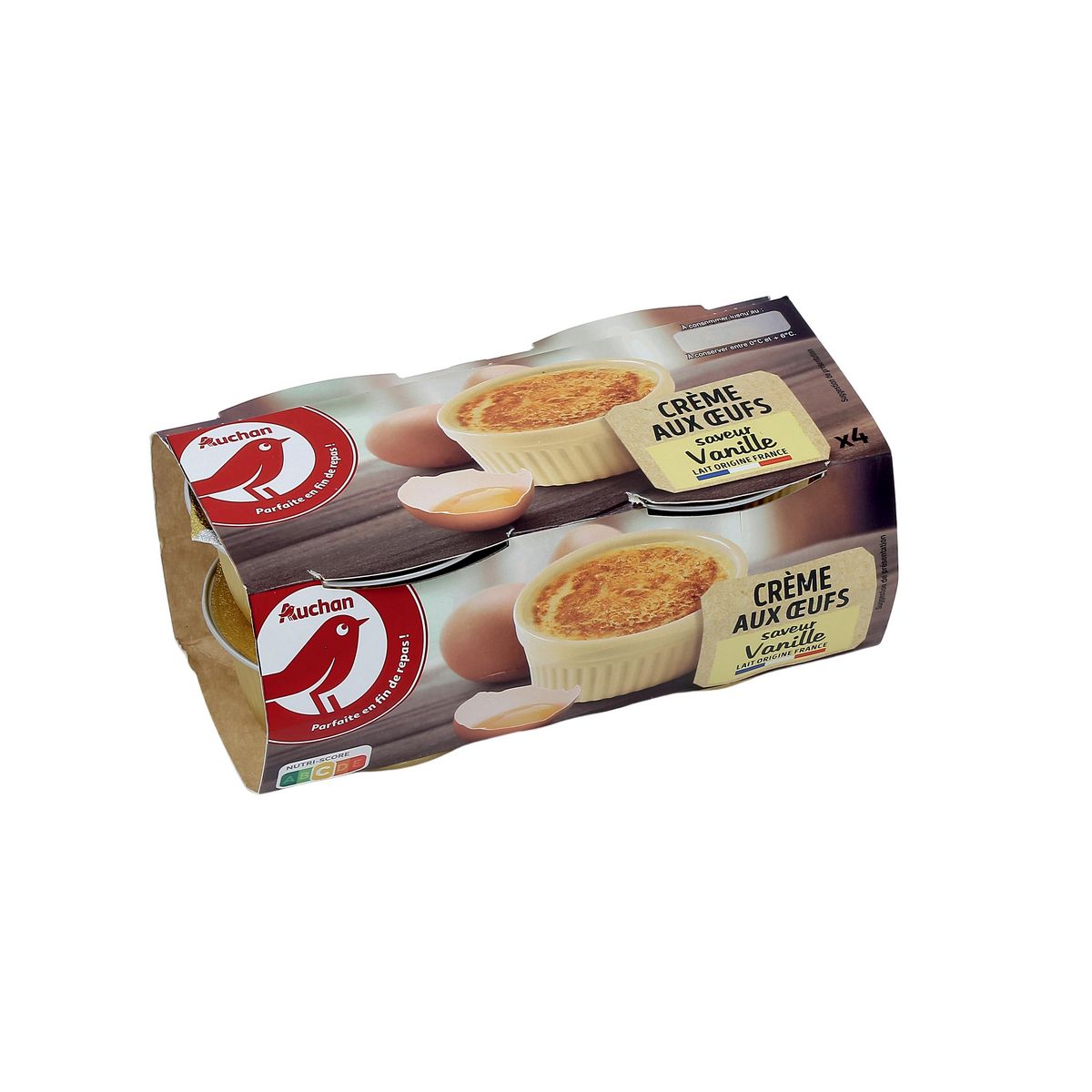 AUCHAN Crème aux oeufs saveur vanille 4x100g