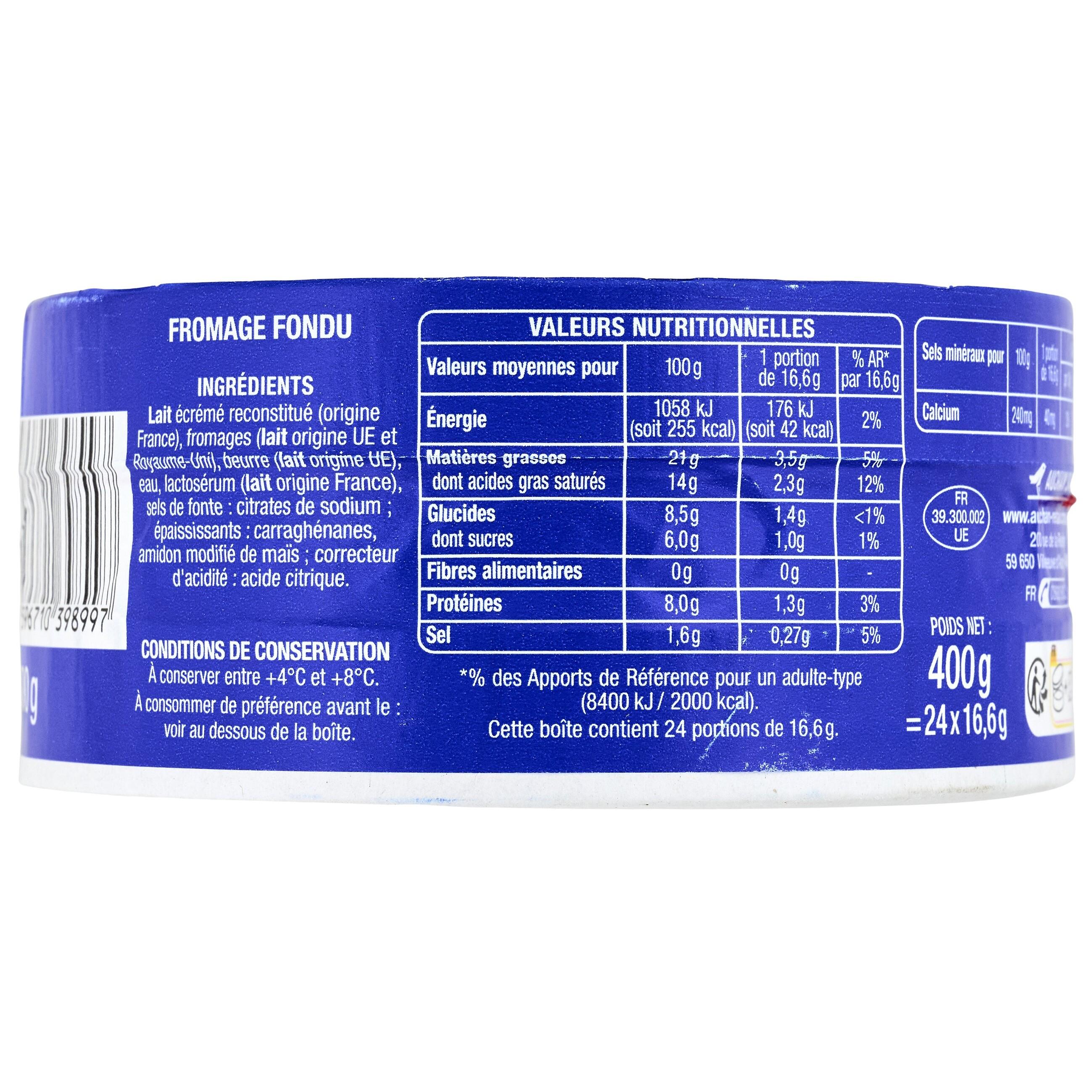 Voir la diapositive 3 : AUCHAN Petits triangles de fromage fondu 24 parts 400g