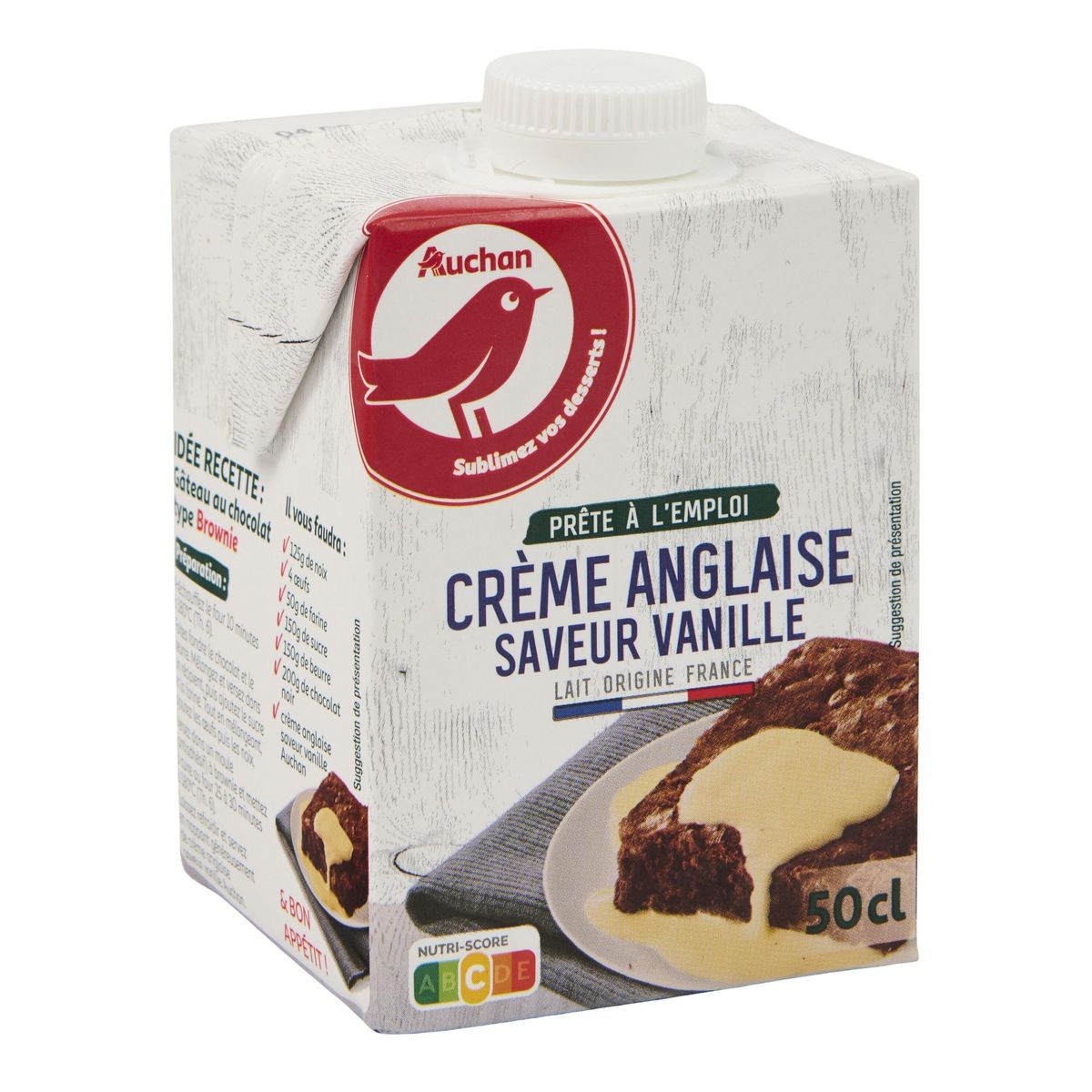 AUCHAN Crème anglaise saveur vanille UHT 50cl