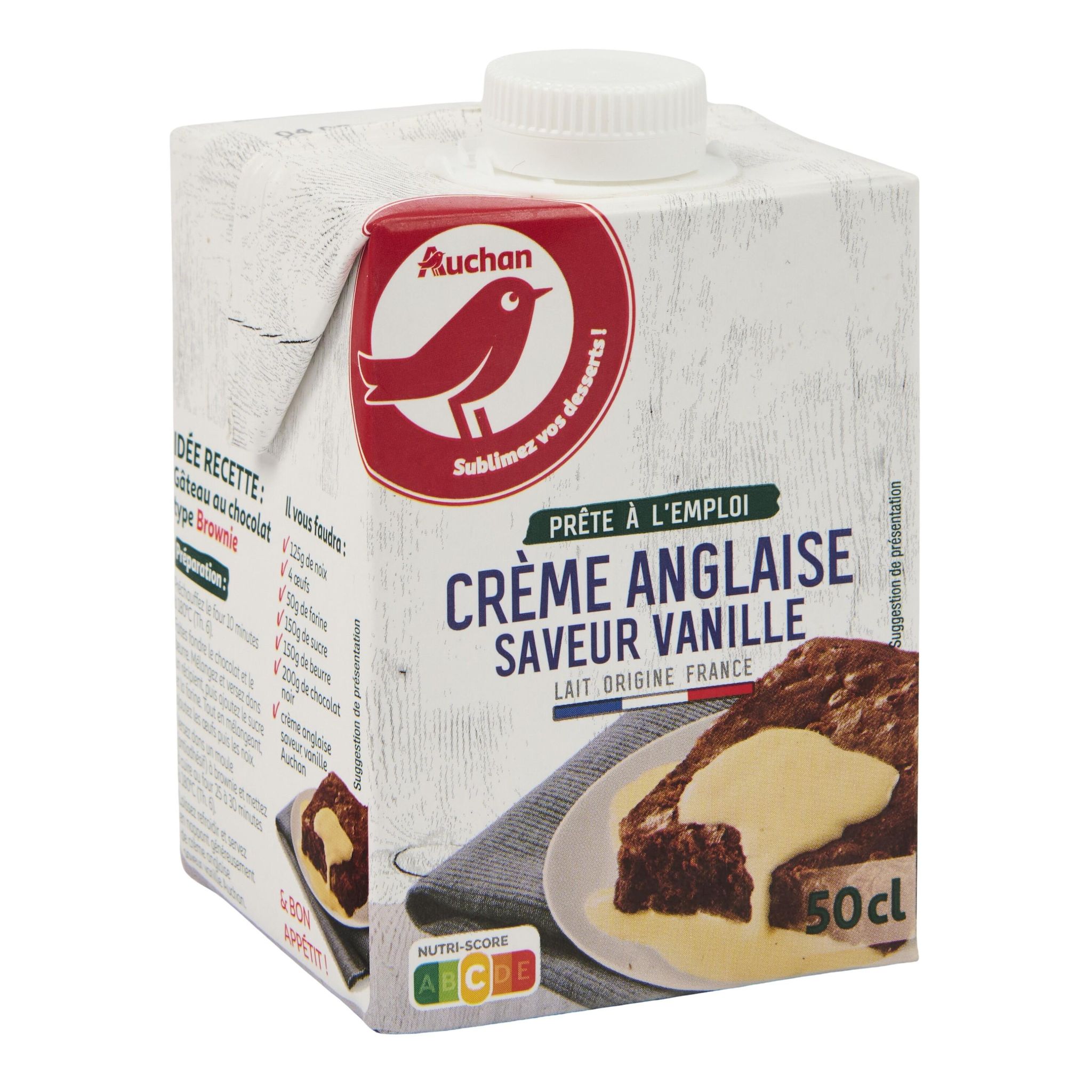 Voir la diapositive 3 : AUCHAN Crème anglaise saveur vanille UHT 50cl