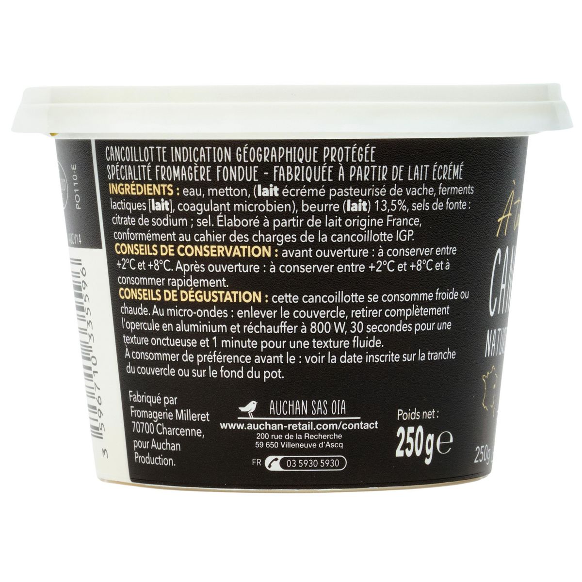 AUCHAN TERROIR Cancoillotte nature 250g