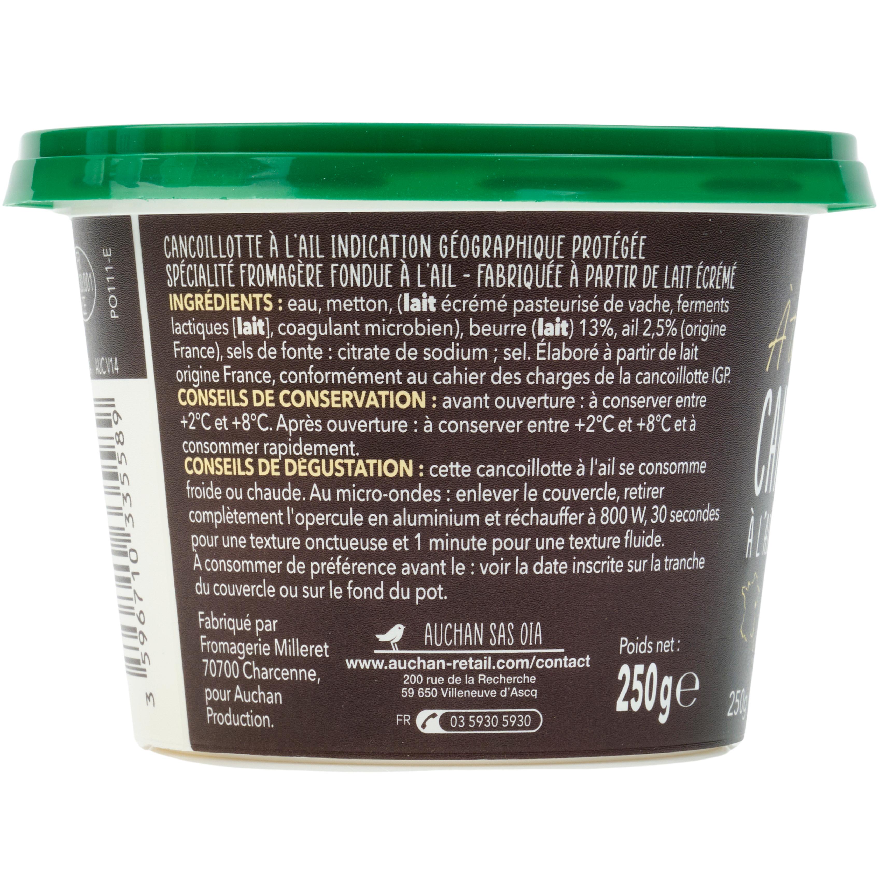 Voir la diapositive 5 : AUCHAN TERROIR Cancoillotte à l'ail 250g