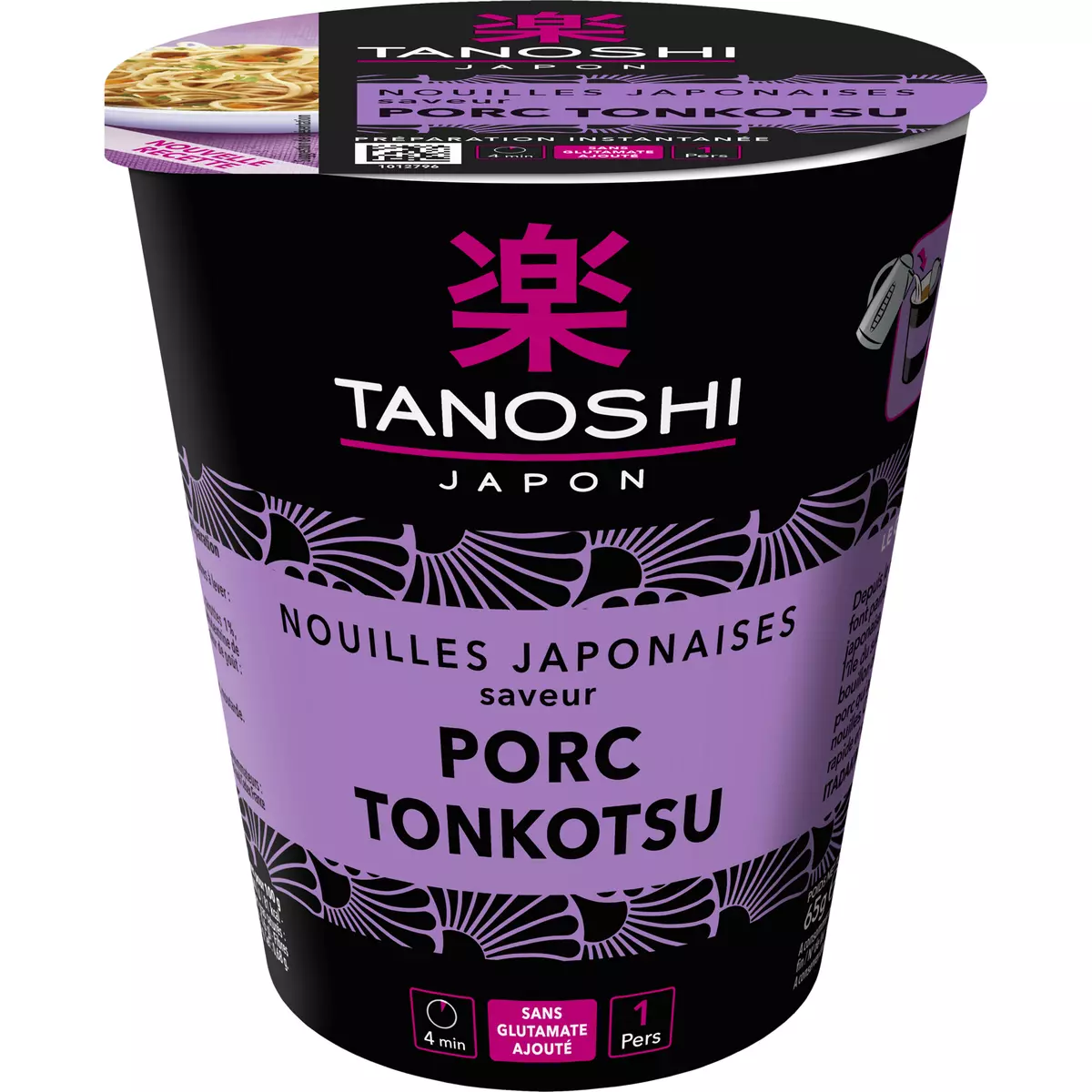 TANOSHI Cup nouilles japonaises saveur porc tonkotsu 1 personne 65g