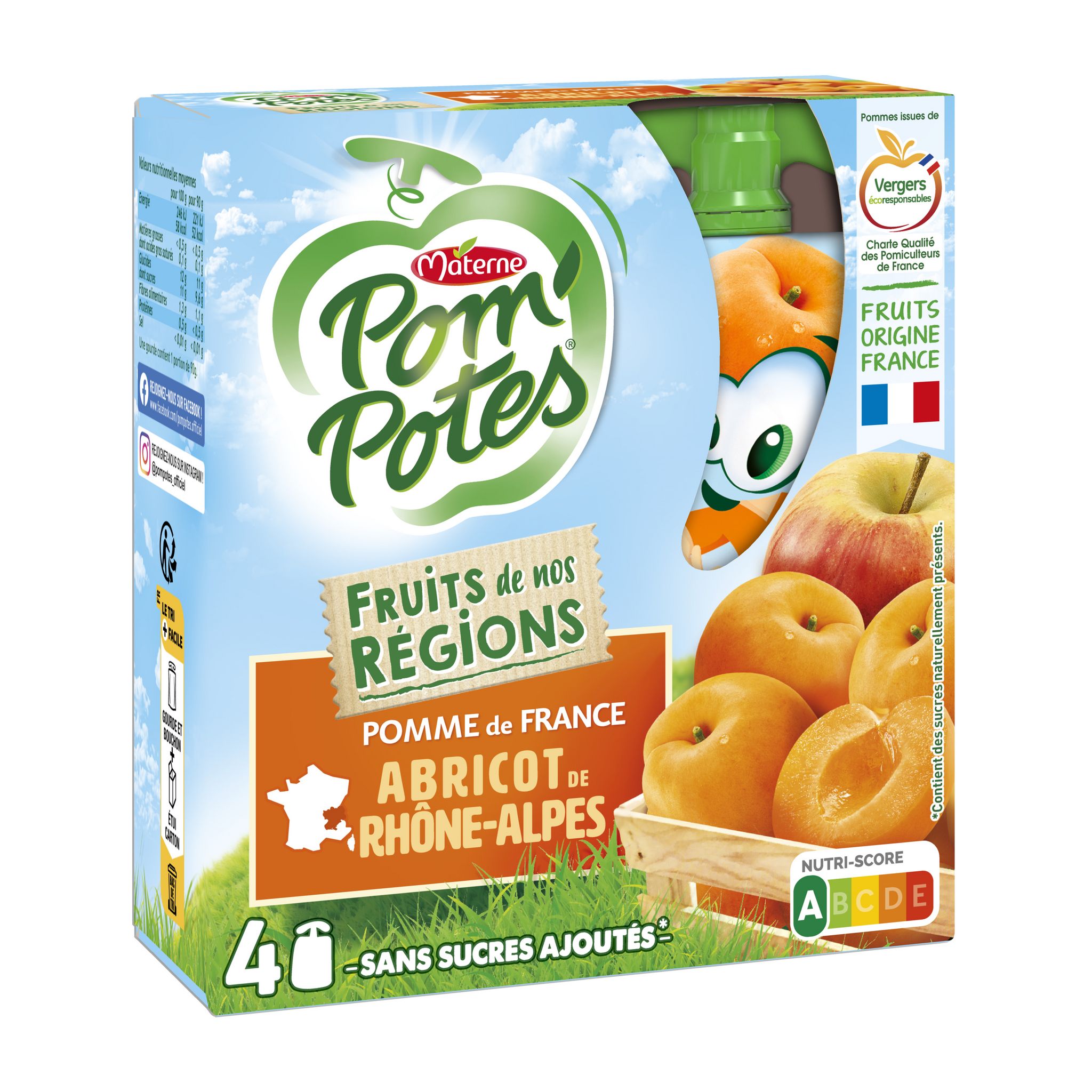 Voir la diapositive 2 : POM'POTES Dessert gourde pomme abricot 4x90g
