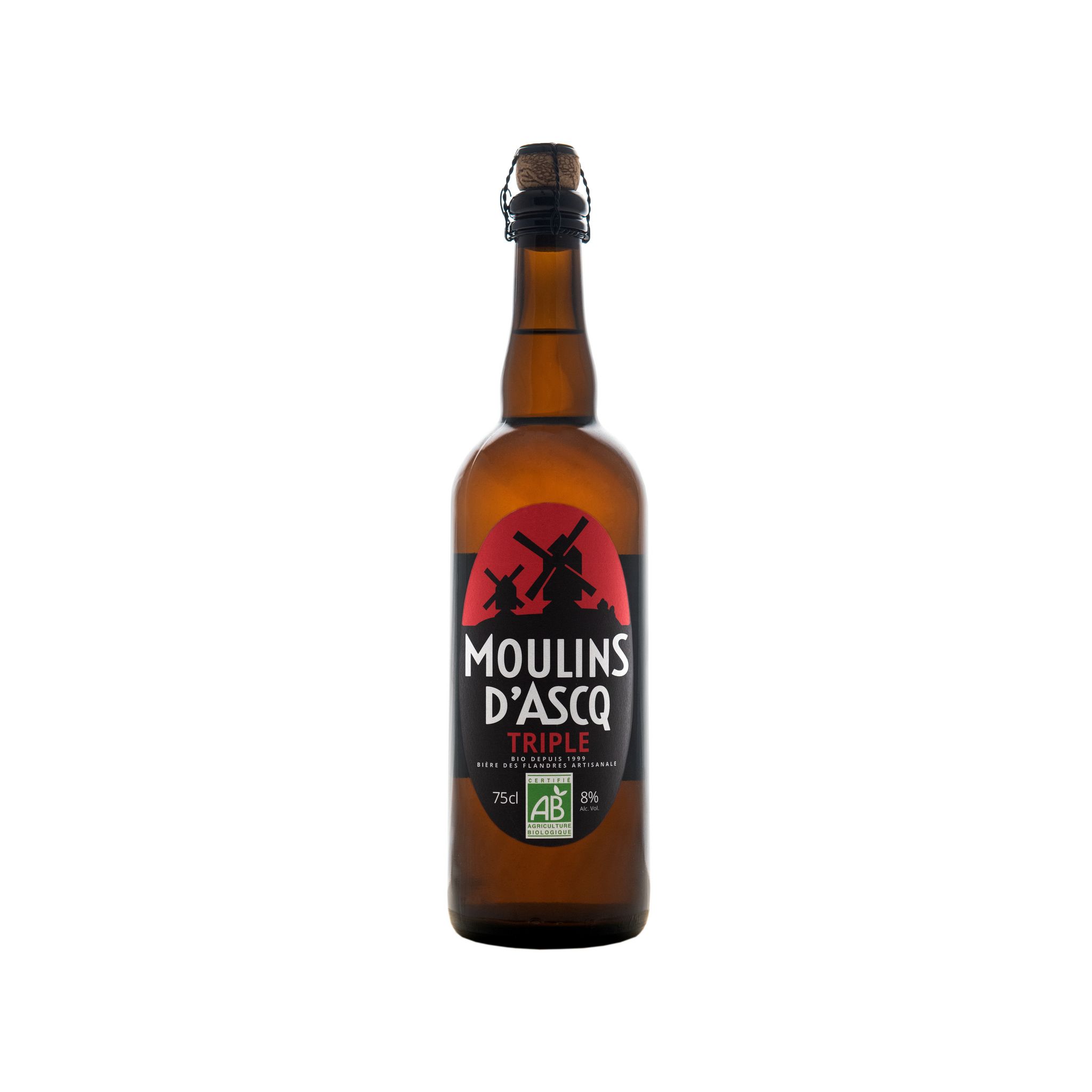 Voir la diapositive 2 : MOULINS D'ASCQ Bière triple artisanale des Flandres bio 8% 75cl