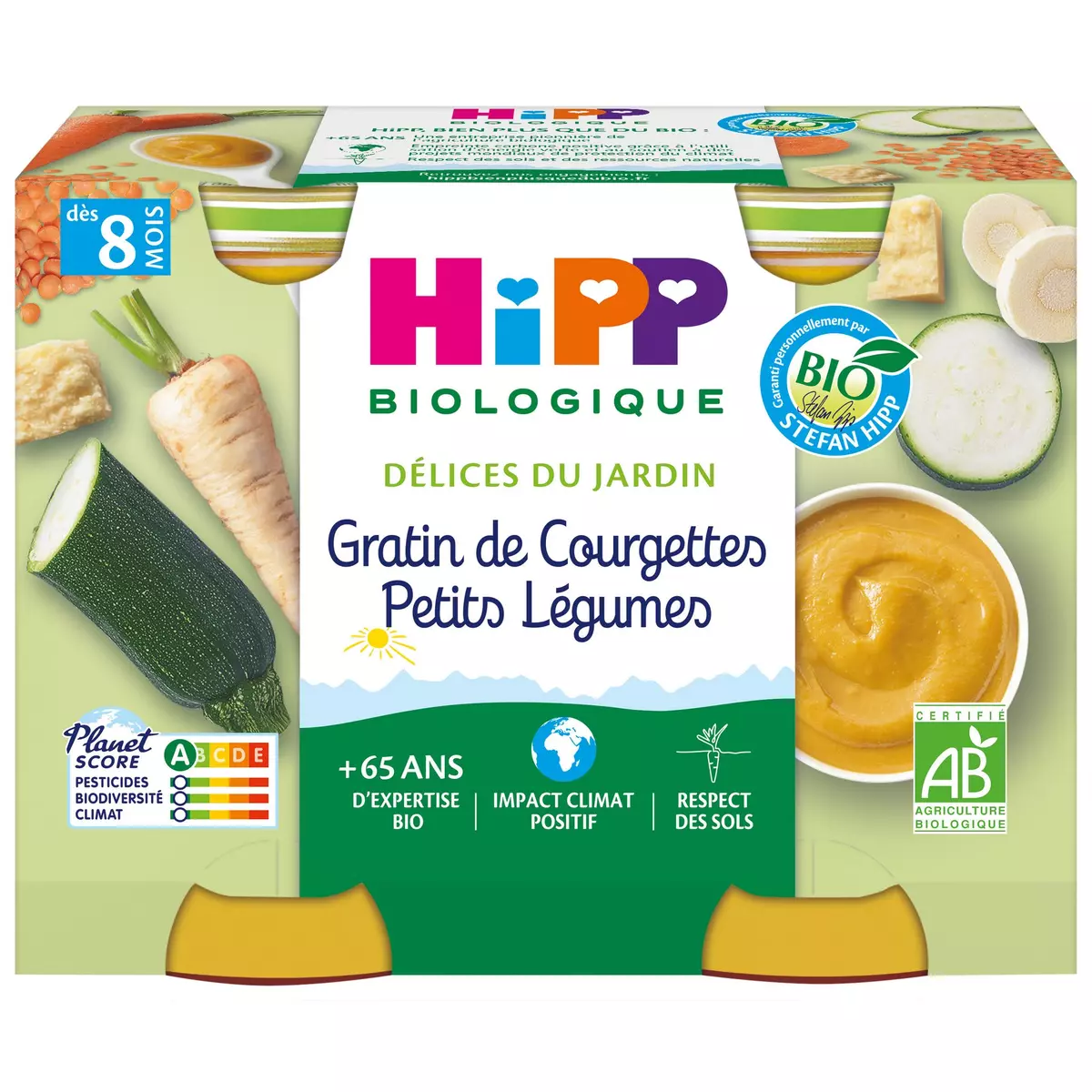 HIPP Petit pot gratin de courgettes petits légumes bio dès 8 mois 2x190g