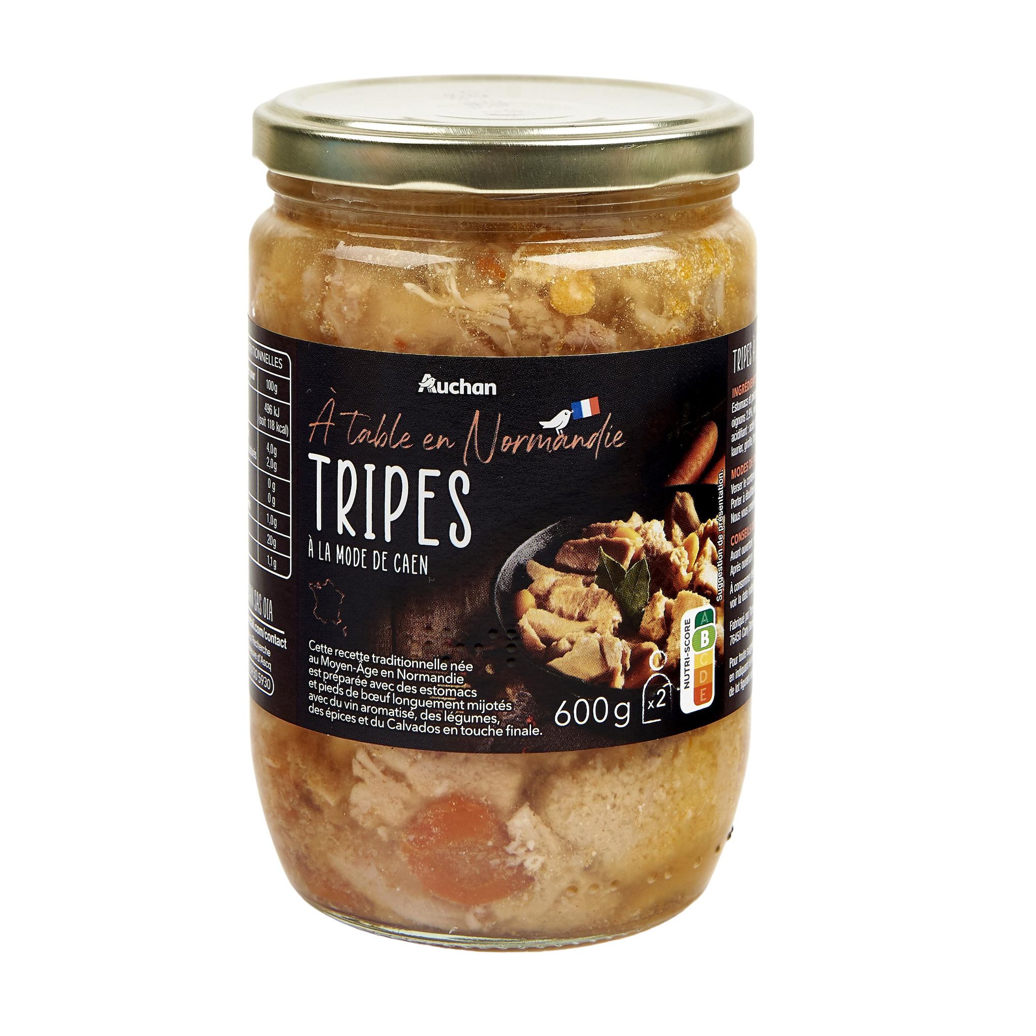 Voir la diapositive 2 : AUCHAN TERROIR Tripes à la mode de Caen A table en Normandie 2 portions 600g