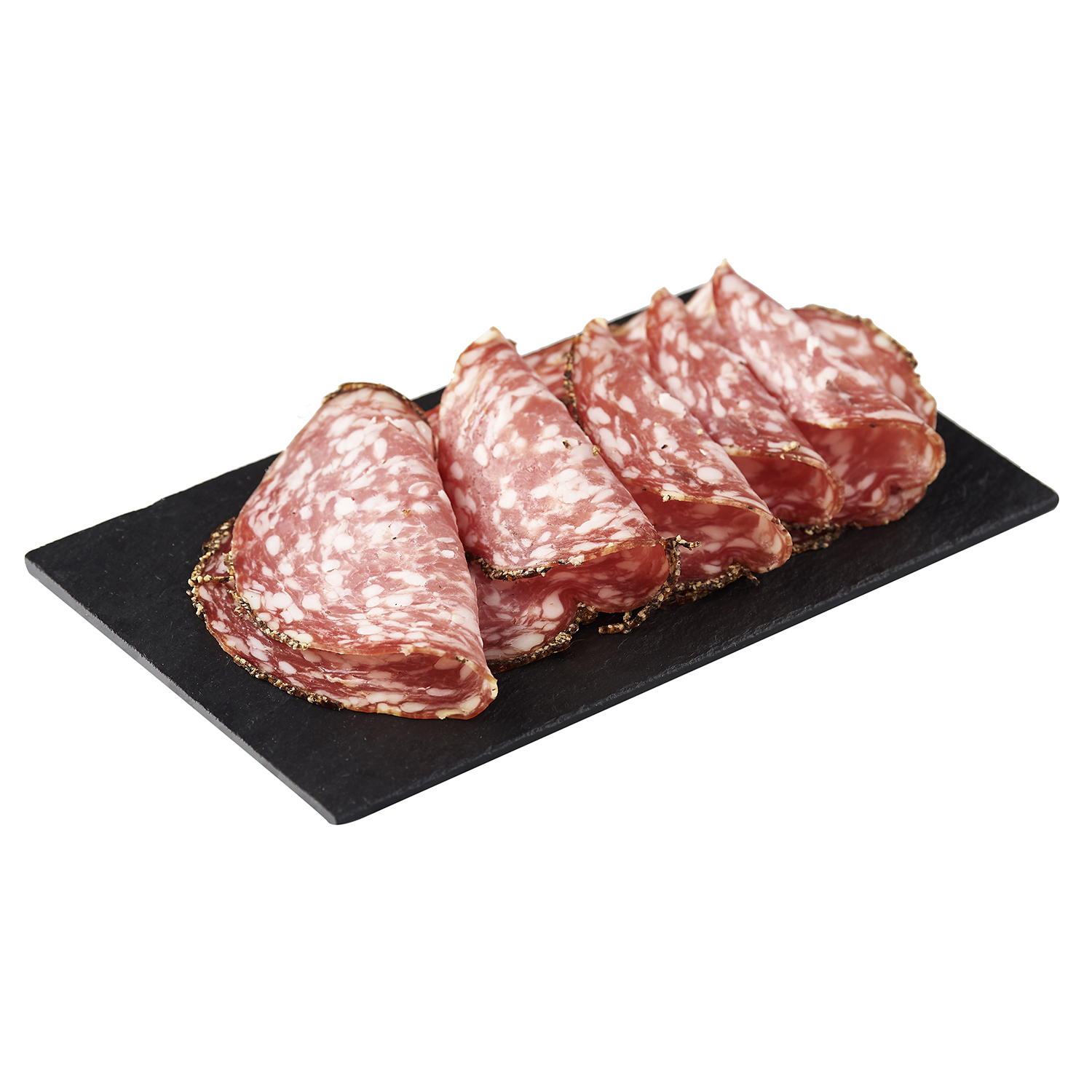 Voir la diapositive 2 : AUCHAN LE CHARCUTIER Pavé au poivre tranché 6 tranches 100g