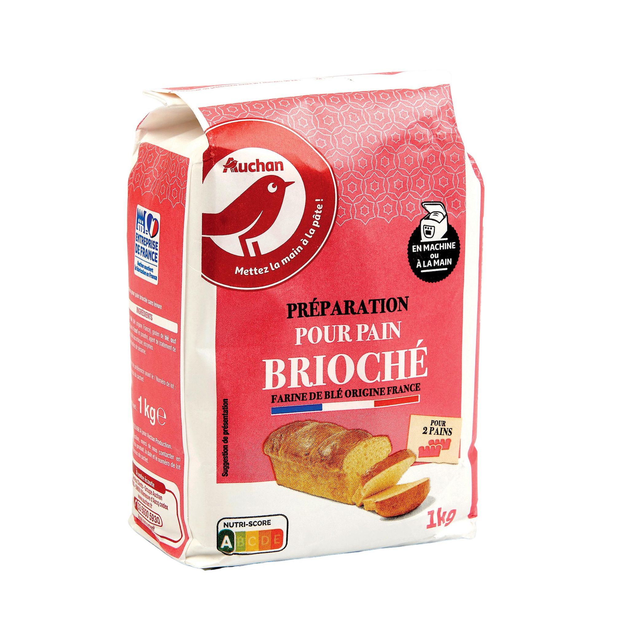 Voir la diapositive 3 : AUCHAN Farine boulangère sans levure pour pain brioché 1kg