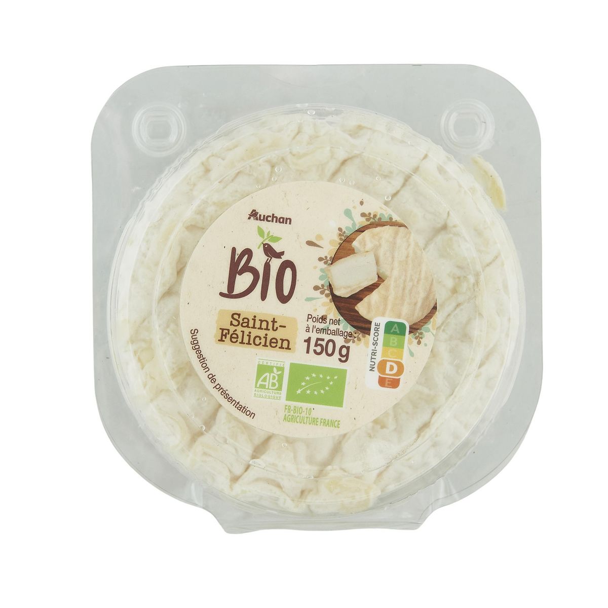 AUCHAN BIO Fromage st Félicien à pâte molle bio 150g