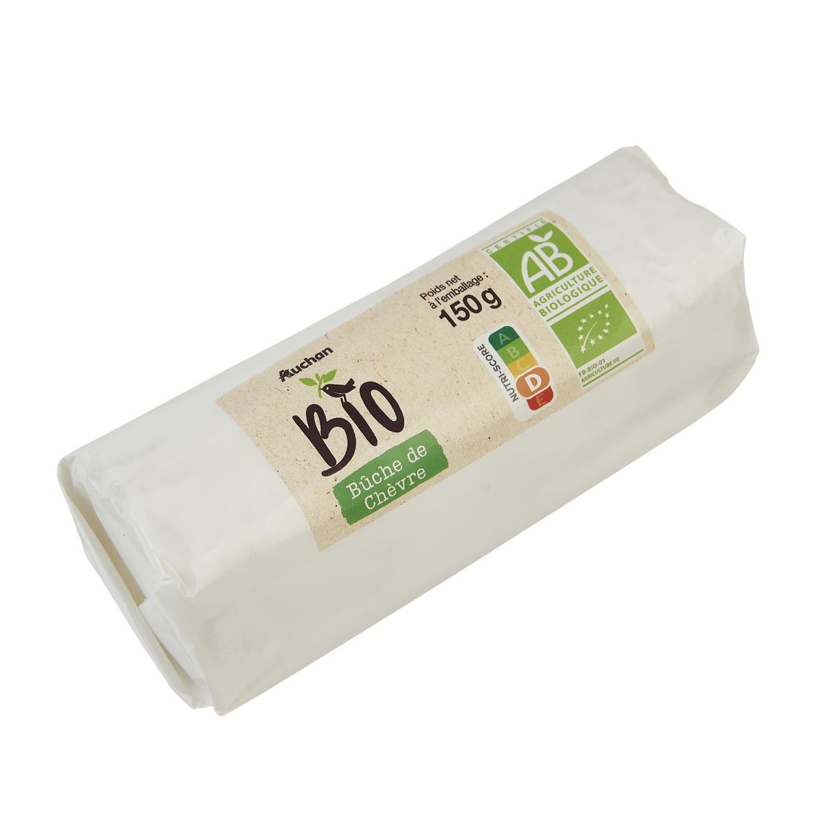 AUCHAN BIO Bûche de chèvre affinée bio 150g