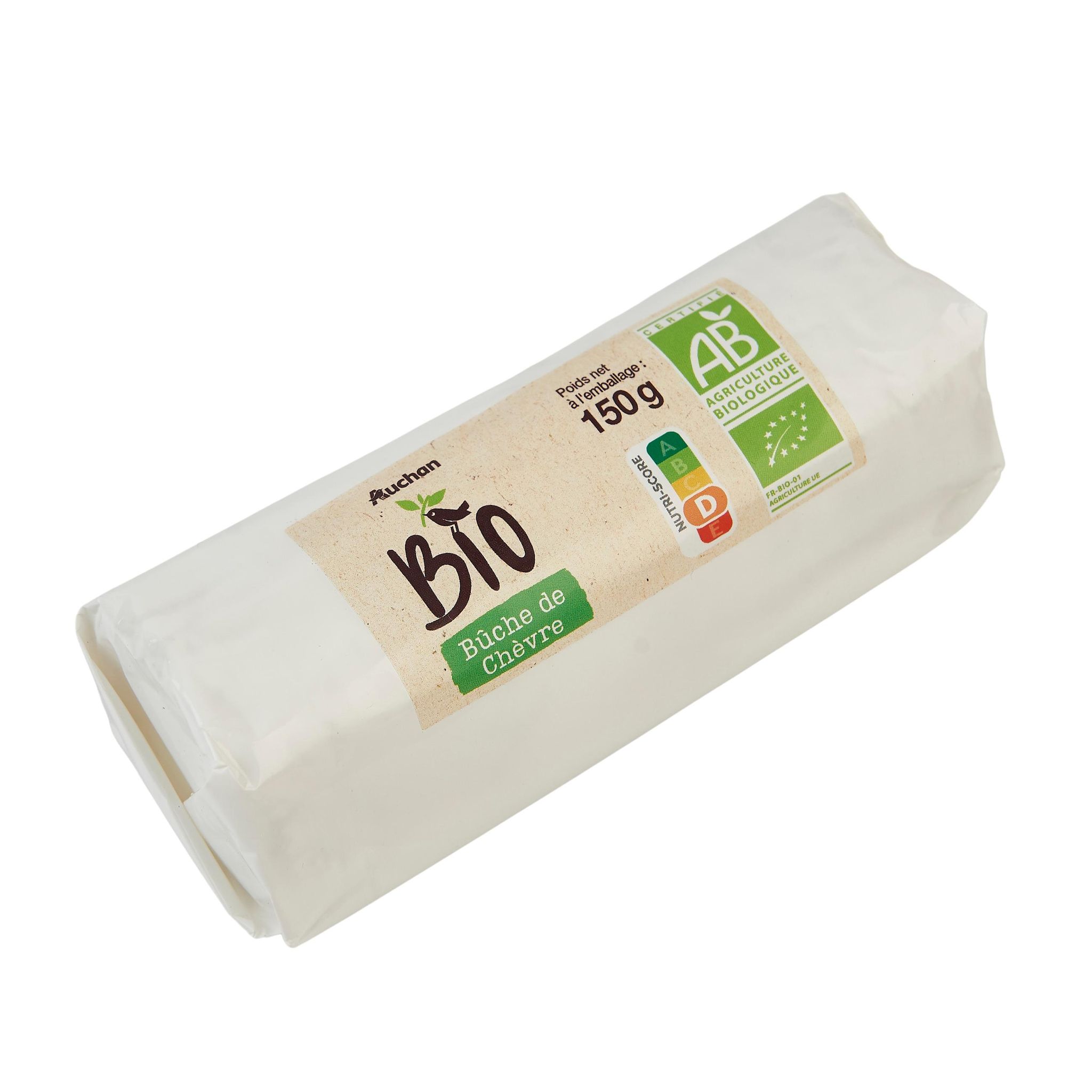 Voir la diapositive 2 : AUCHAN BIO Bûche de chèvre affinée bio 150g