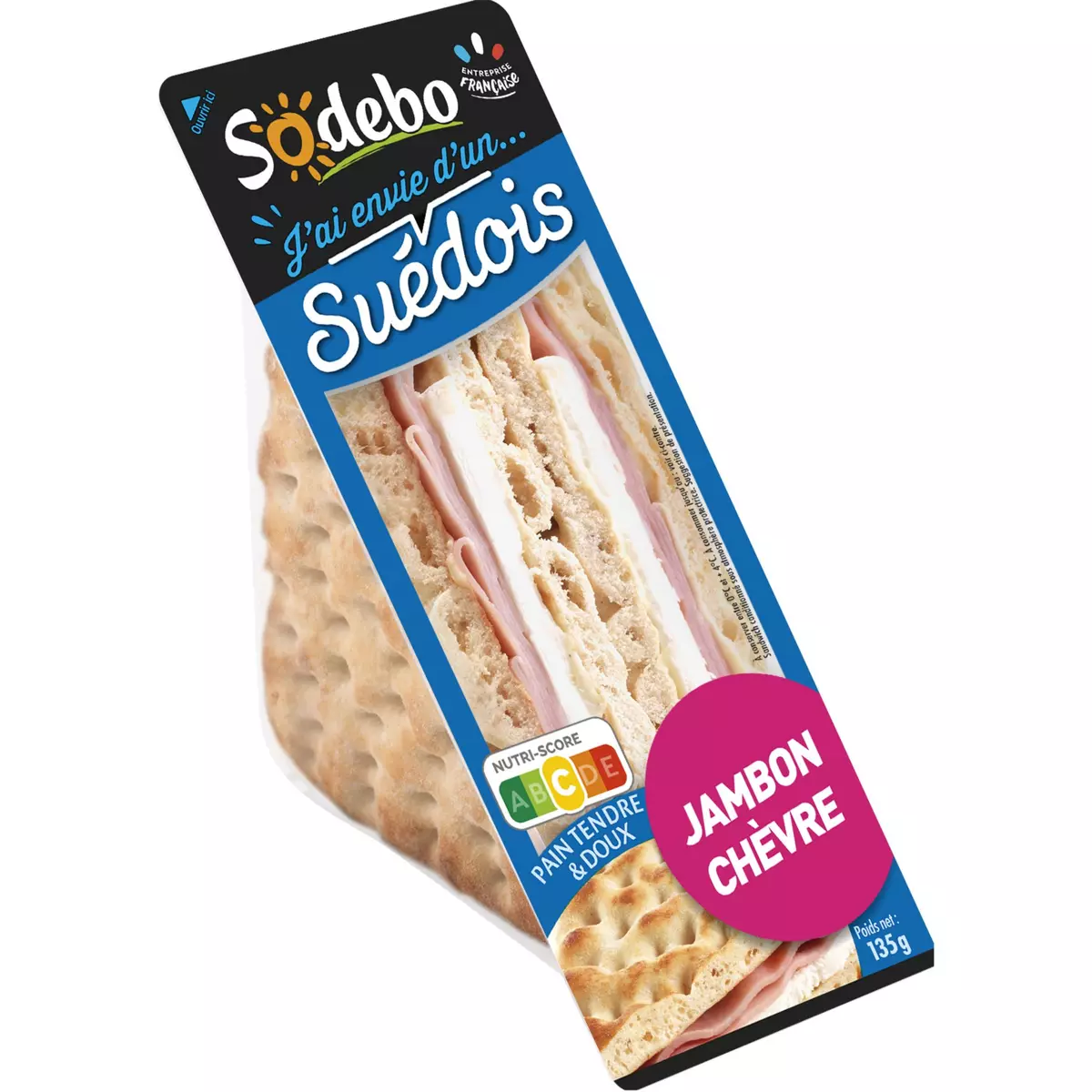 SODEBO Sandwich suédois jambon chèvre 1 portion 135g