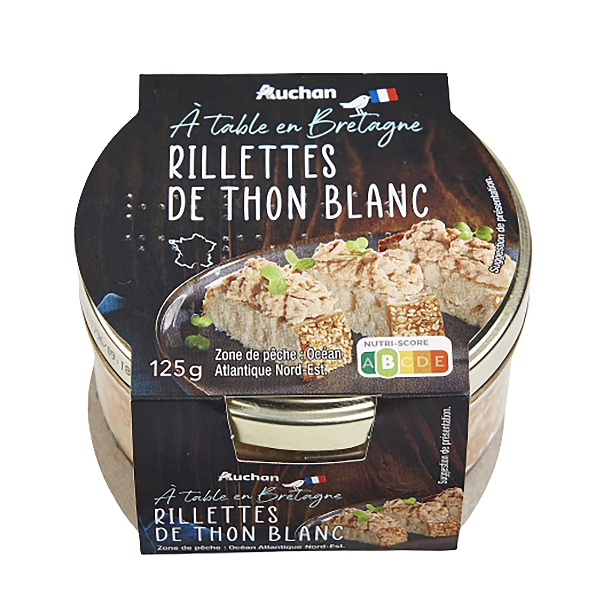 Voir la diapositive 2 : AUCHAN TERROIR Rillettes de thon blanc 125g
